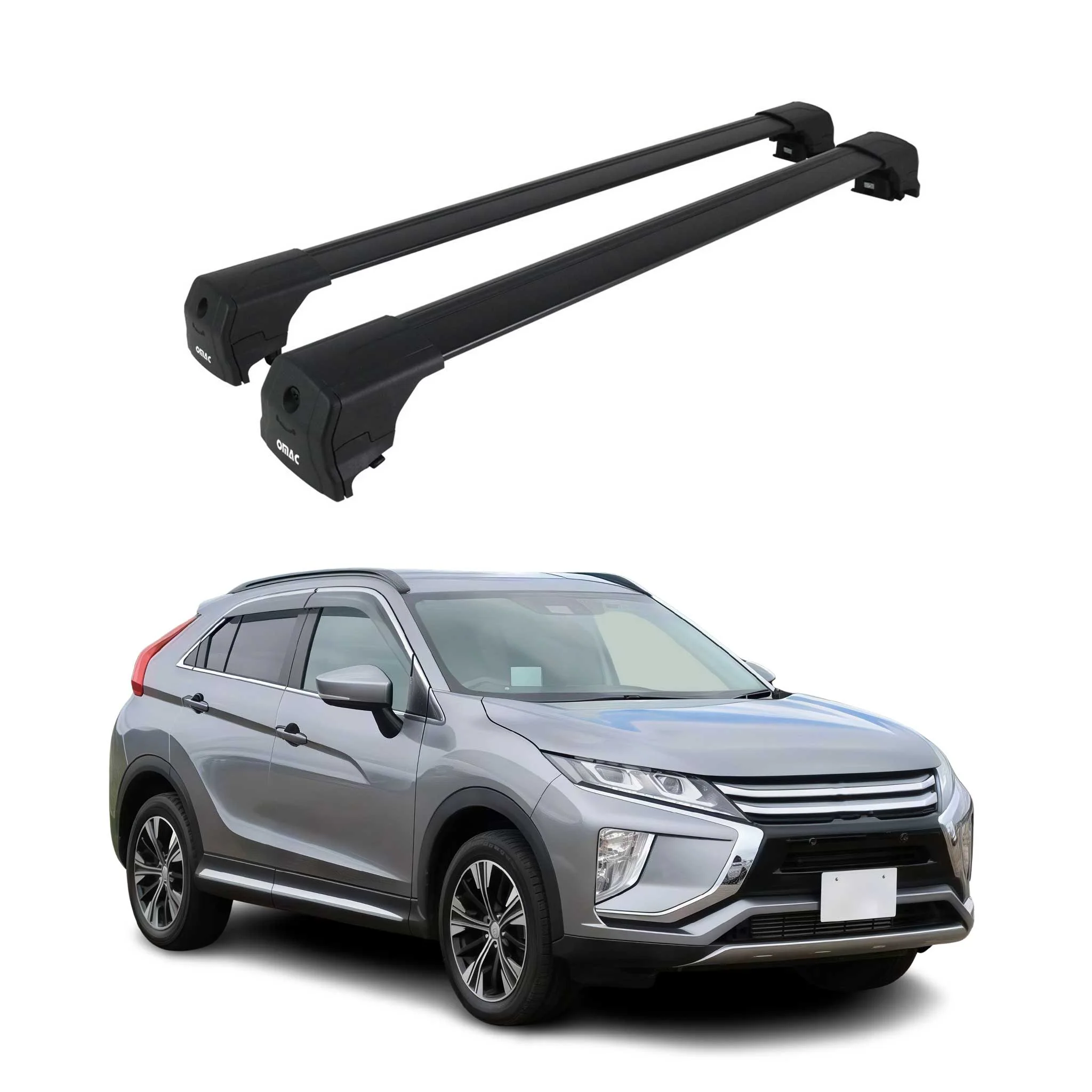 Alu Roof Racks Cross Bars Carrier for Mitsubishi Eclipse Cross 2018-26 Black 2x