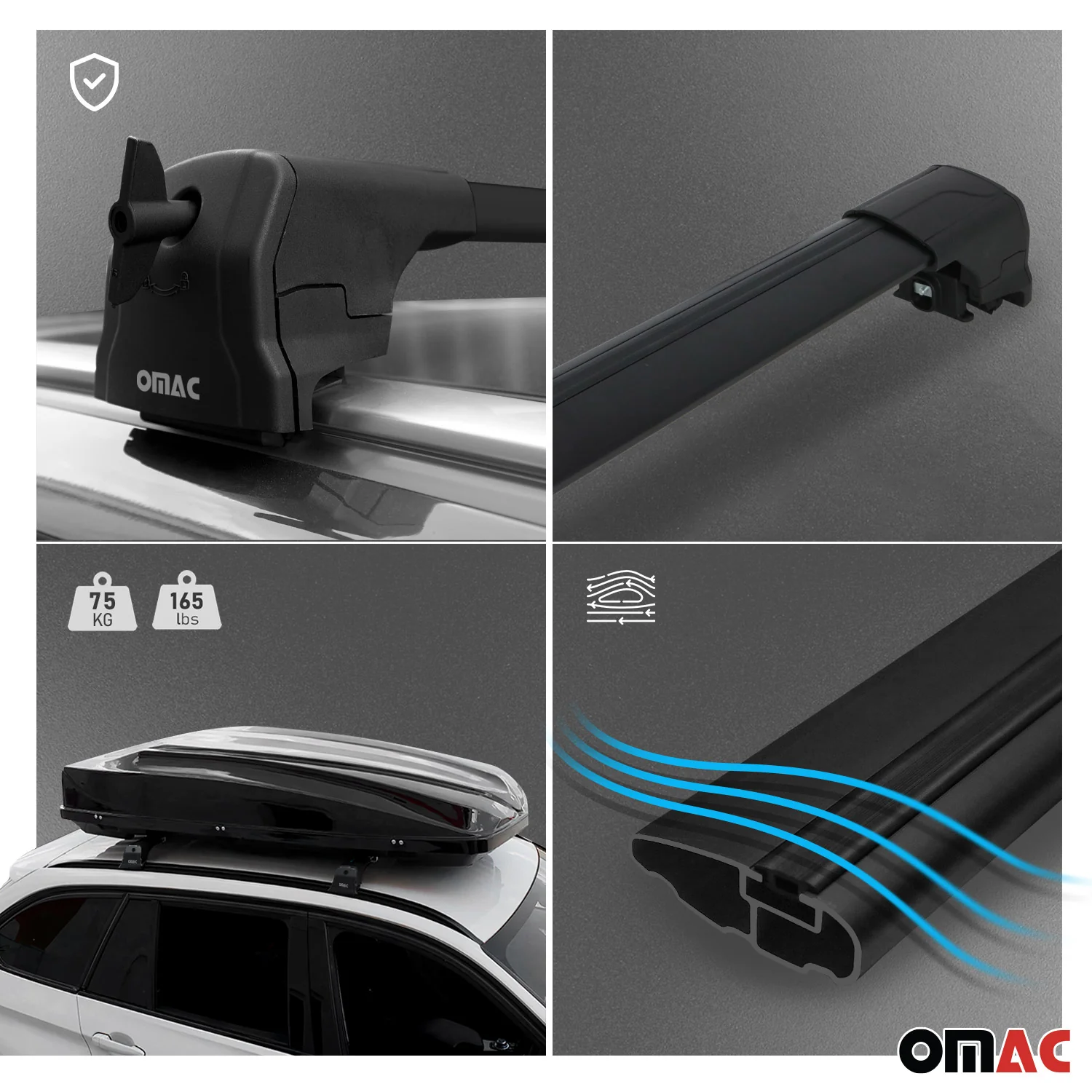 Aluminium Roof Racks Cross Bars Carrier for Volkswagen ID.4 2021-2026 Black 2Pcs - Image 4