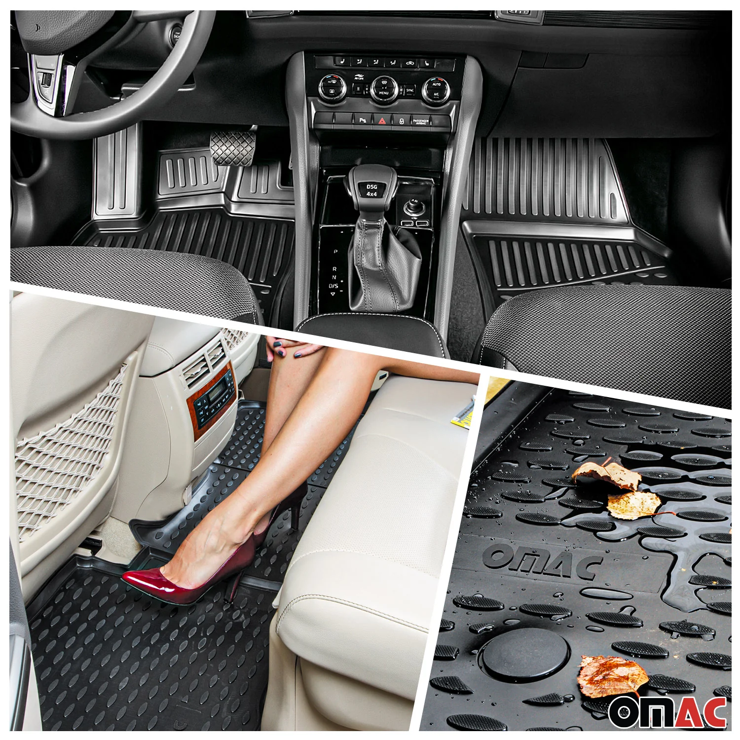 2007-2015 Audi Q7 1.gen Floor Mats & Cargo Liner Full Set All Weather Black - Image 2