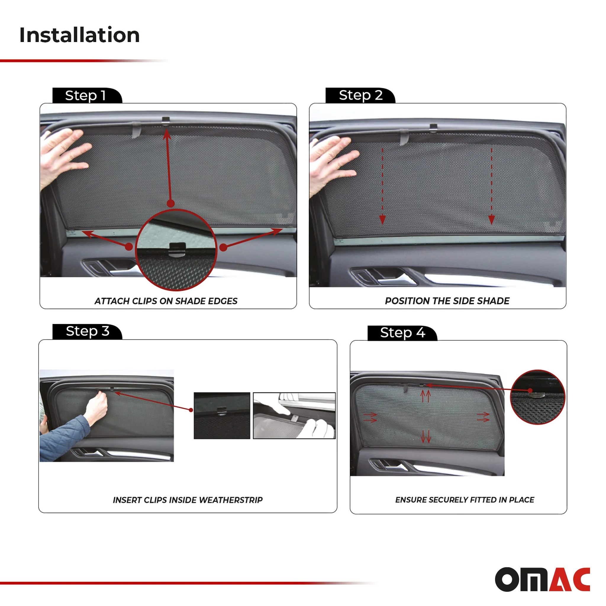 2014-2020 Mitsubishi Outlander Side Rear Window Curtain Mesh Black 2Pcs - Image 5