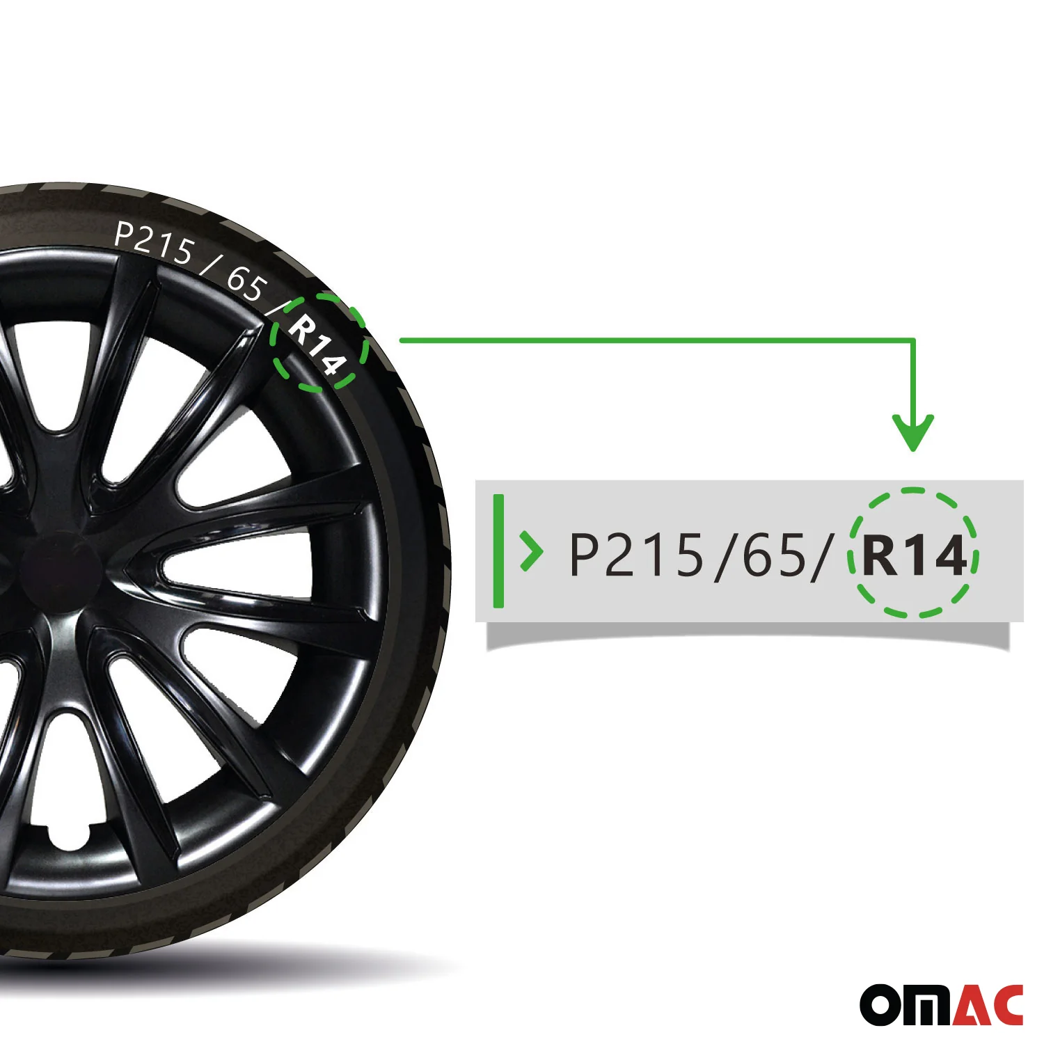 Bicolo Hub Caps Wheel Cover 14" Black & Black Full Set 4 pcs. - Image 7