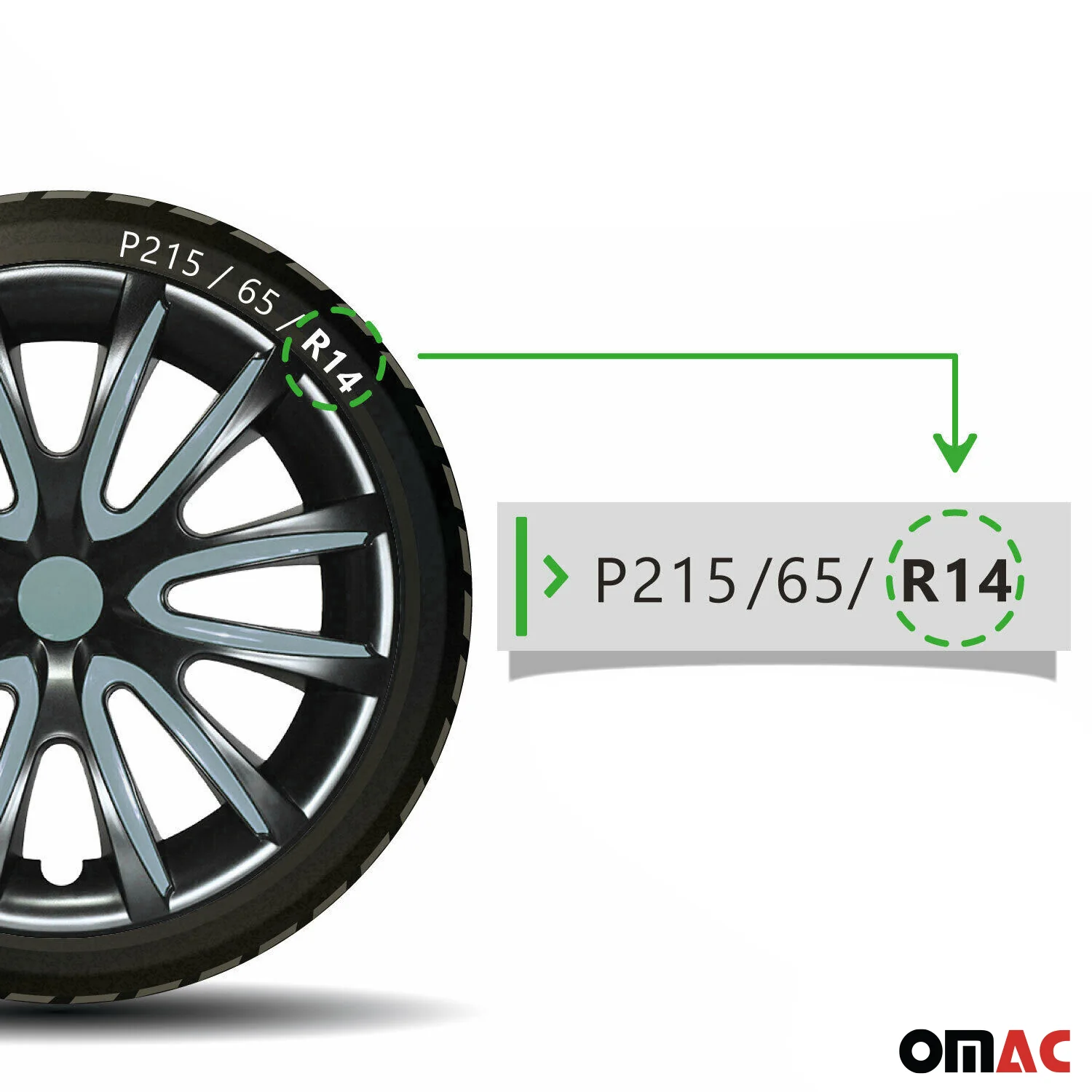 Bicolo Hub Caps Wheel Cover 14" Black & Hell Blue Full Set 4 pcs. - Image 7