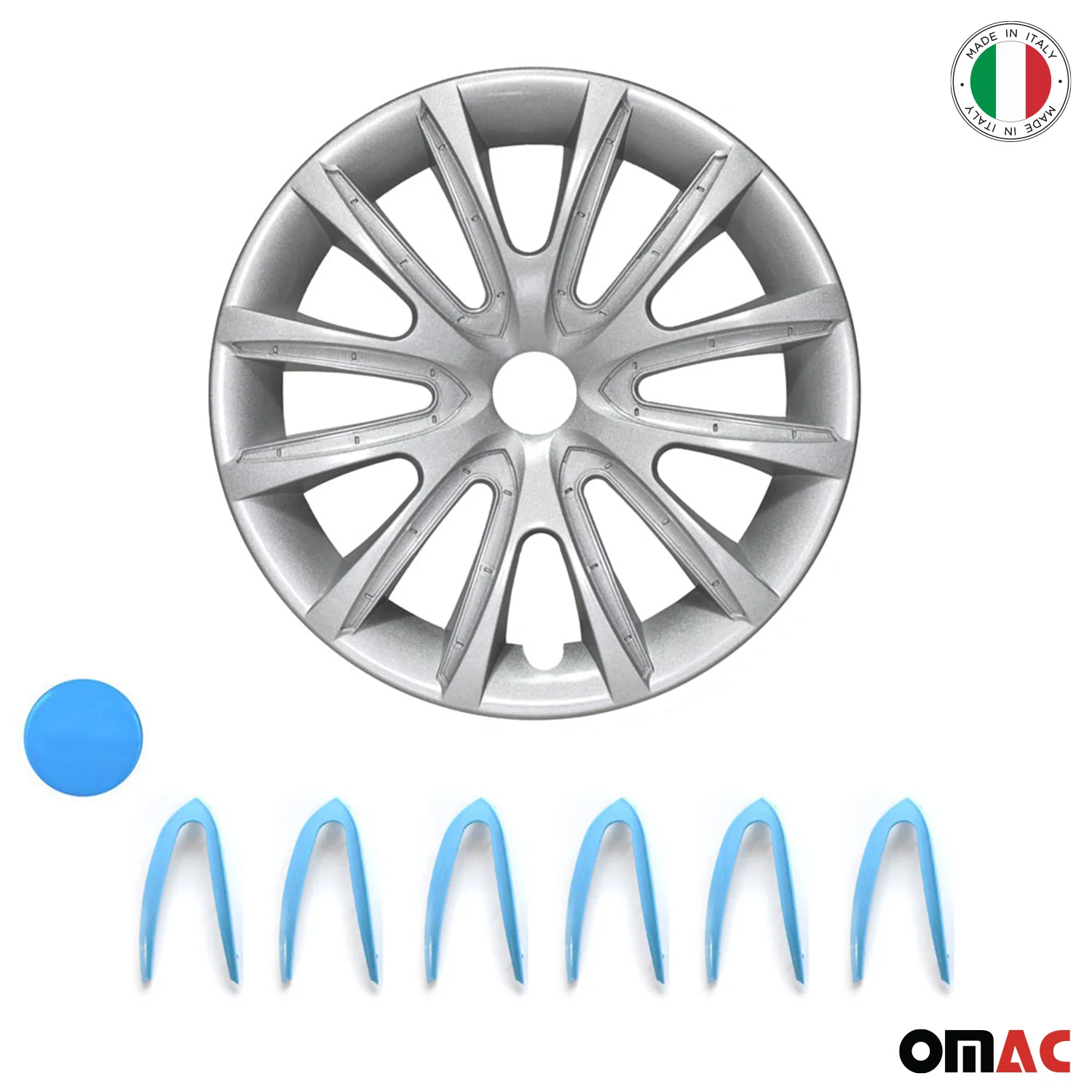 Bicolo Hub Caps Wheel Cover 14" Gray & Blue Full Set 4 pcs. - Image 6