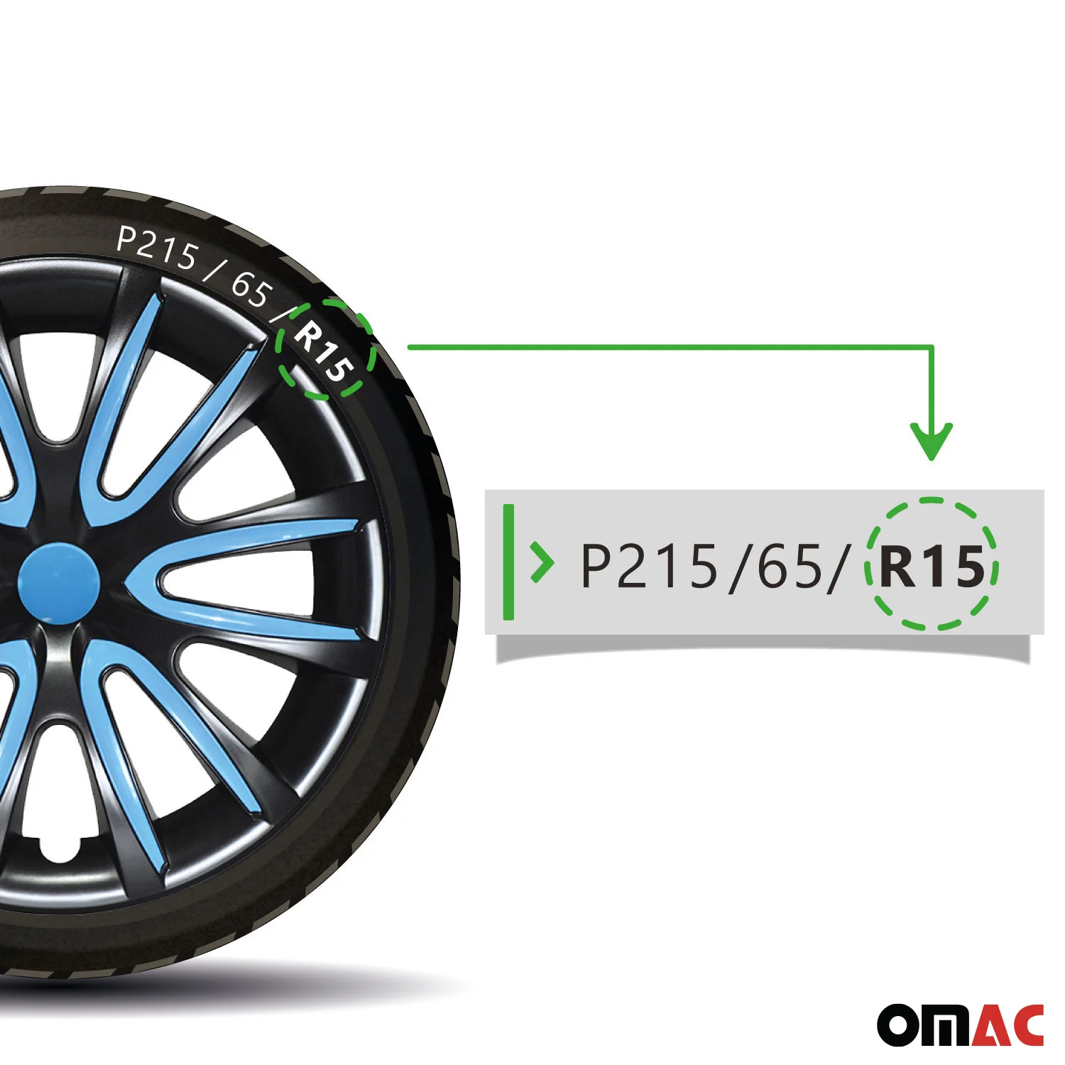 Bicolo Hub Caps Wheel Cover 15" Black & Blue Full Set 4 pcs. - Image 7