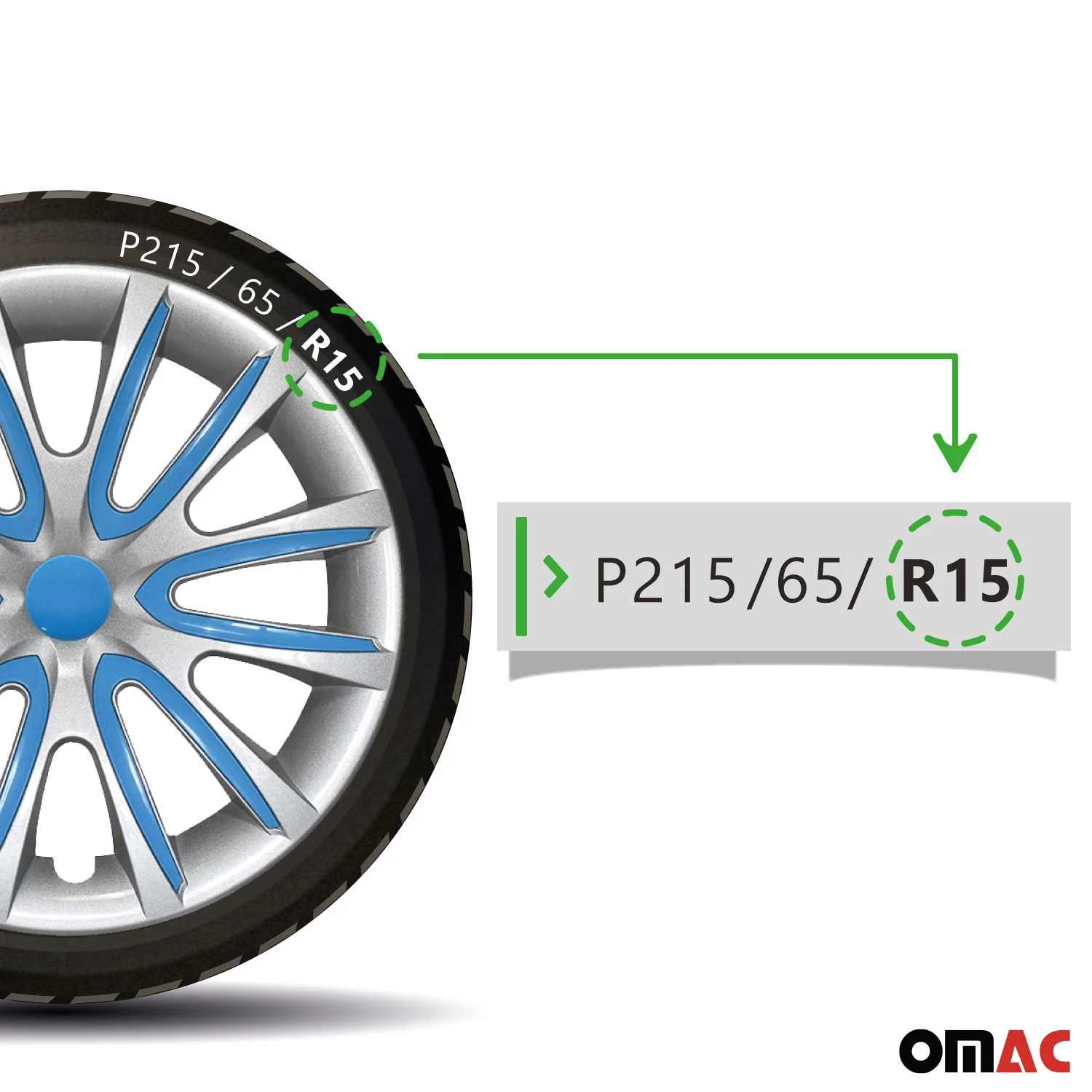 Bicolo Hub Caps Wheel Cover 15" Gray & Blue Full Set 4 pcs. - Image 7