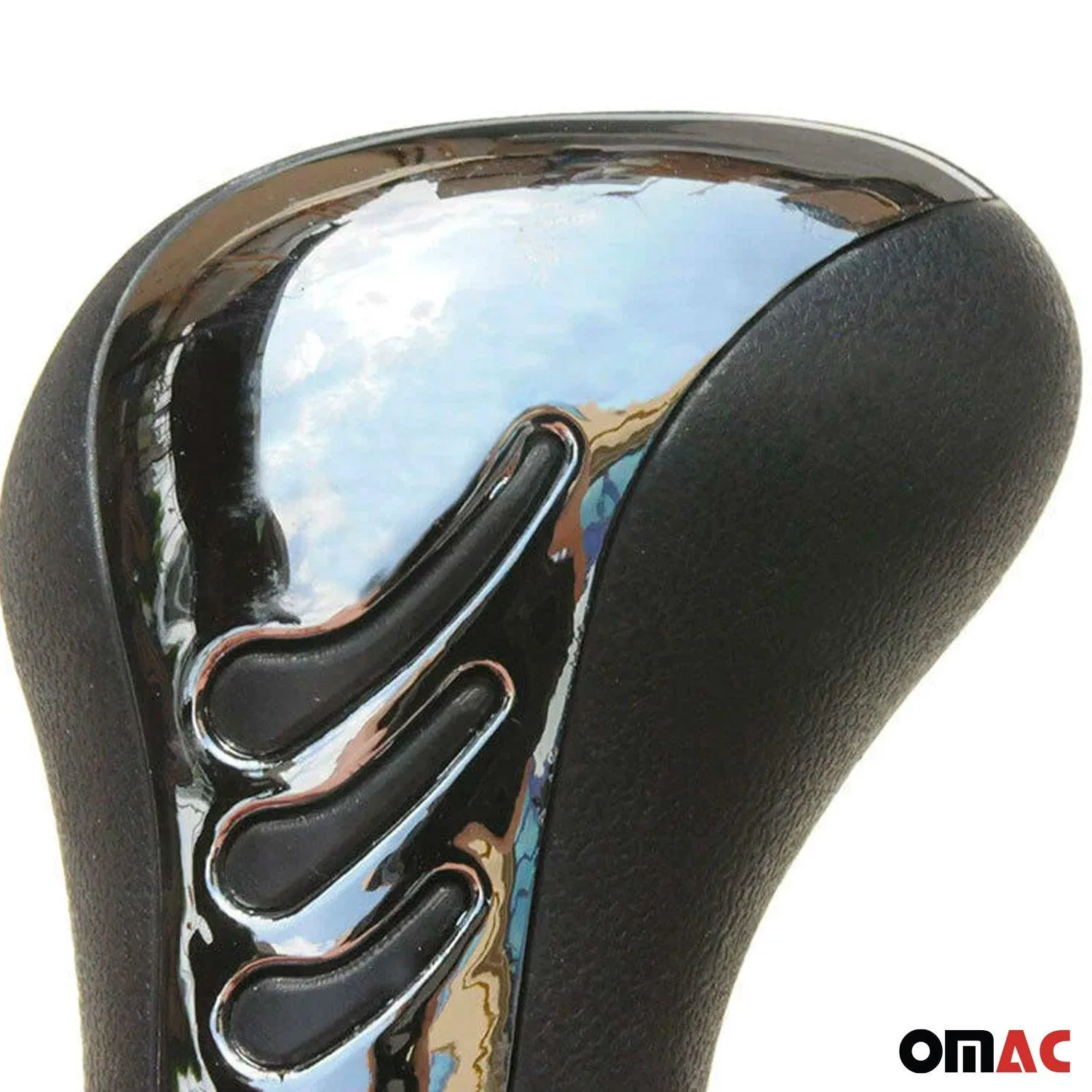 Black PU Leather Chrome Design Auto Car Gear Shift Knob Shifter Handle - Image 4
