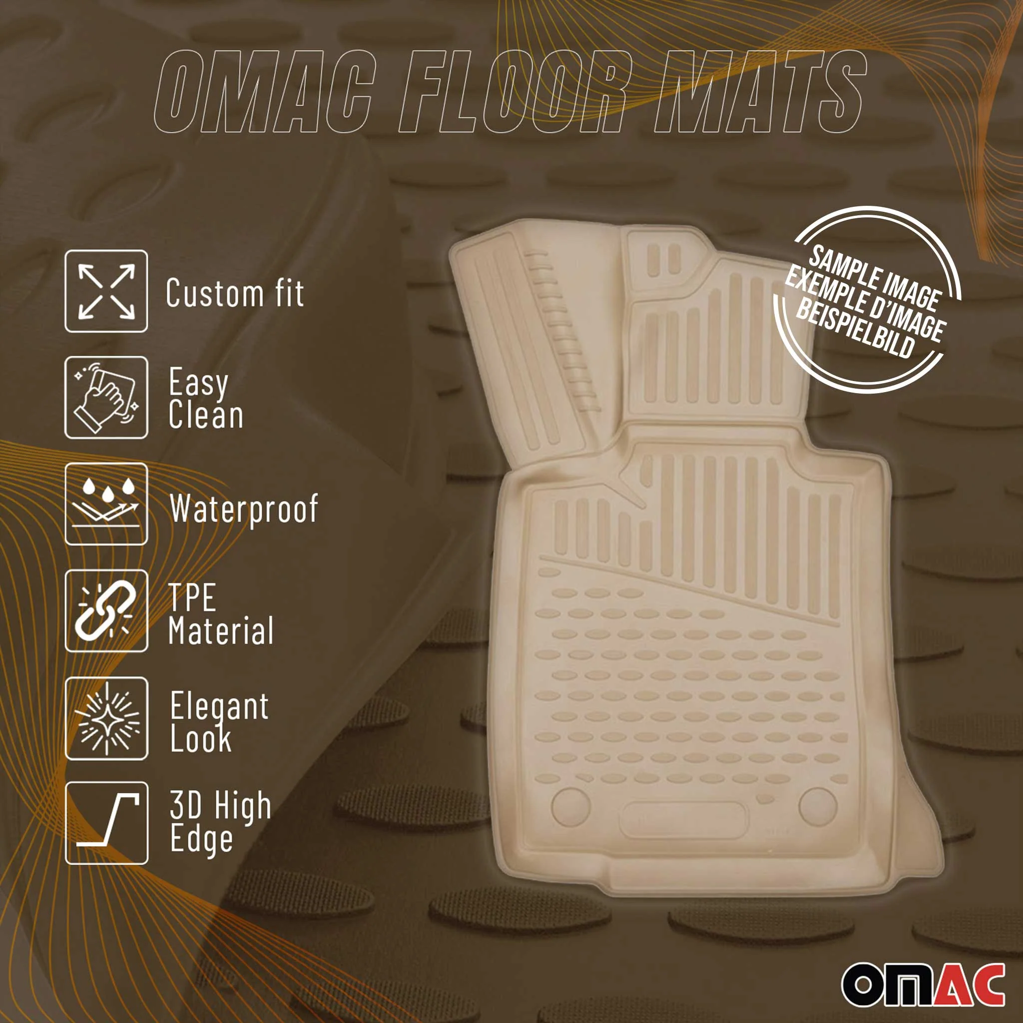 2004-2010 BMW 5 Series E60 E61 Sedan Touring Floor Mats Liners Full Set All Weather Beige - Image 2
