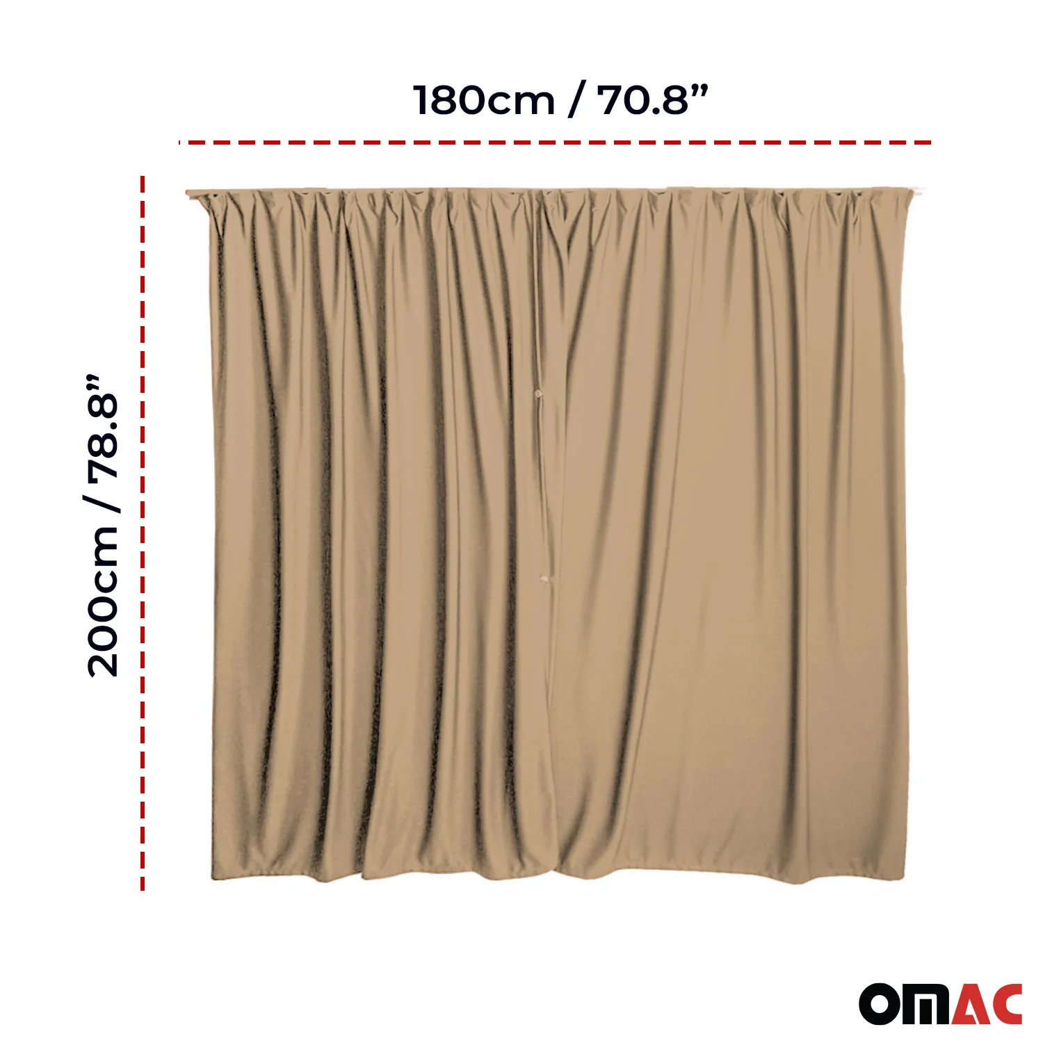 79" x 71" Van Cab Divider Cabin Curtain Campervan Kit Beige - Image 3