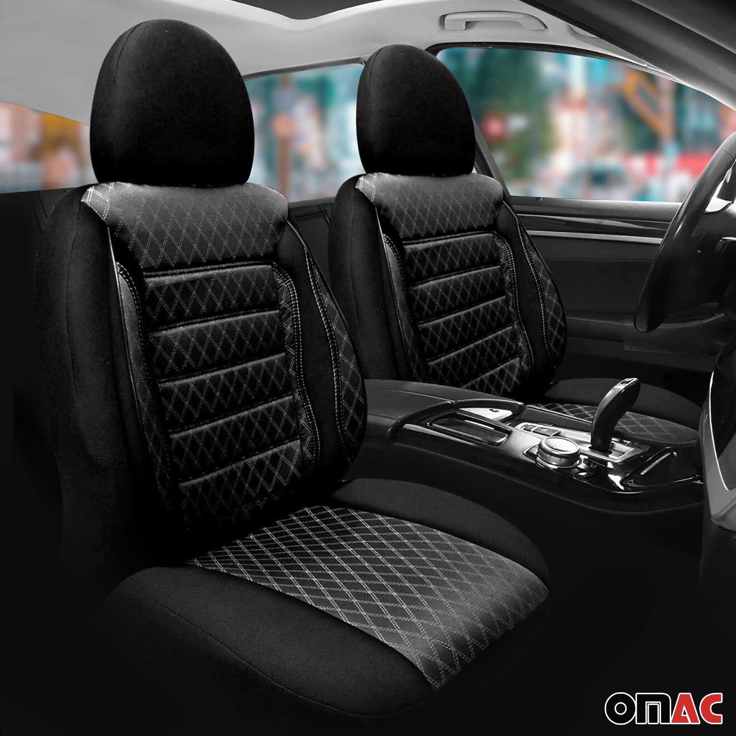 Car Front Seat Cover Cushion Breathable Protection Non Slip Black - Image 2
