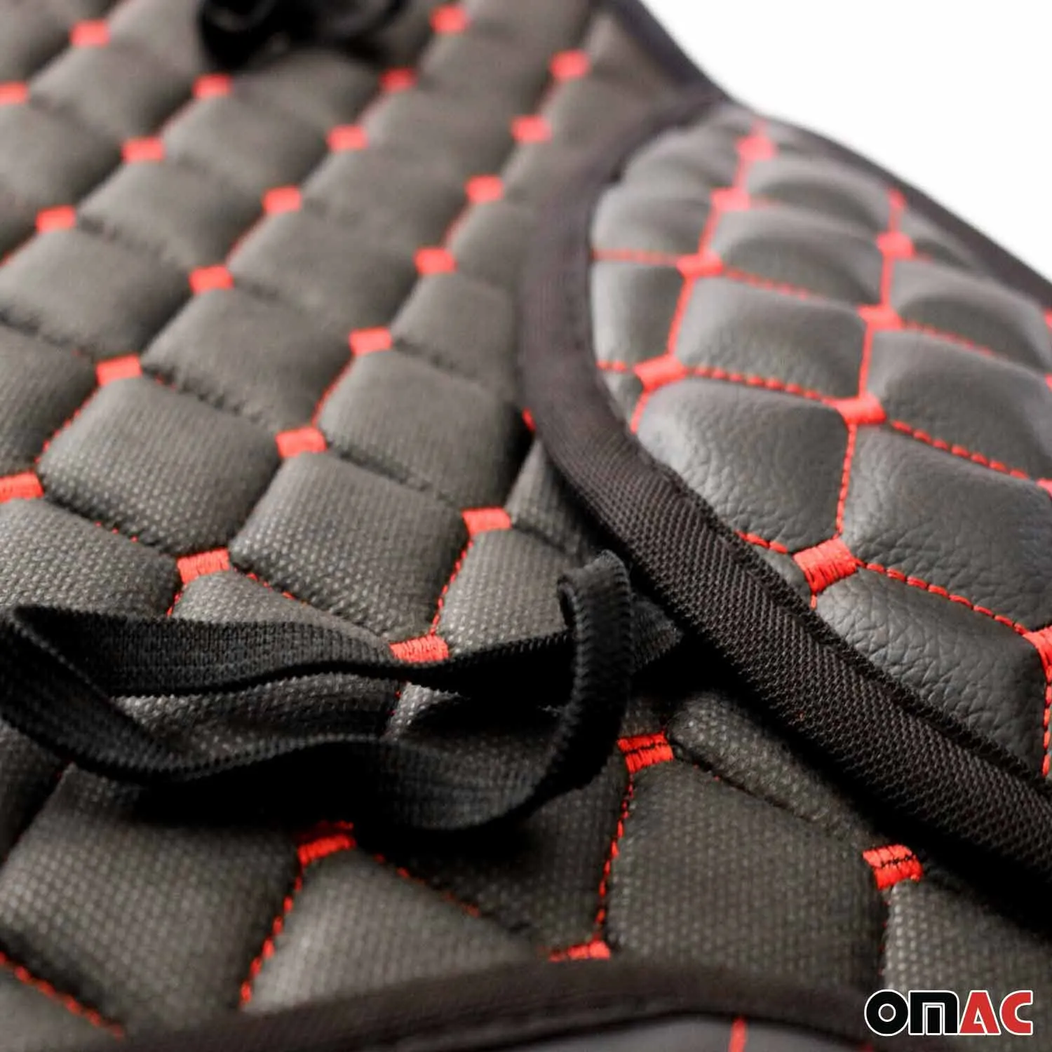 Chevrolet Suburban Leather Breathable Front Seat Cover Pads Black Red 1Pc - Image 6