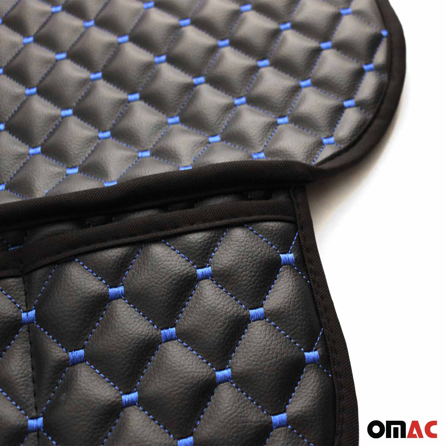 Hummer Leather Breathable Front Seat Cover Pads Black Blue 1Pc - Image 3