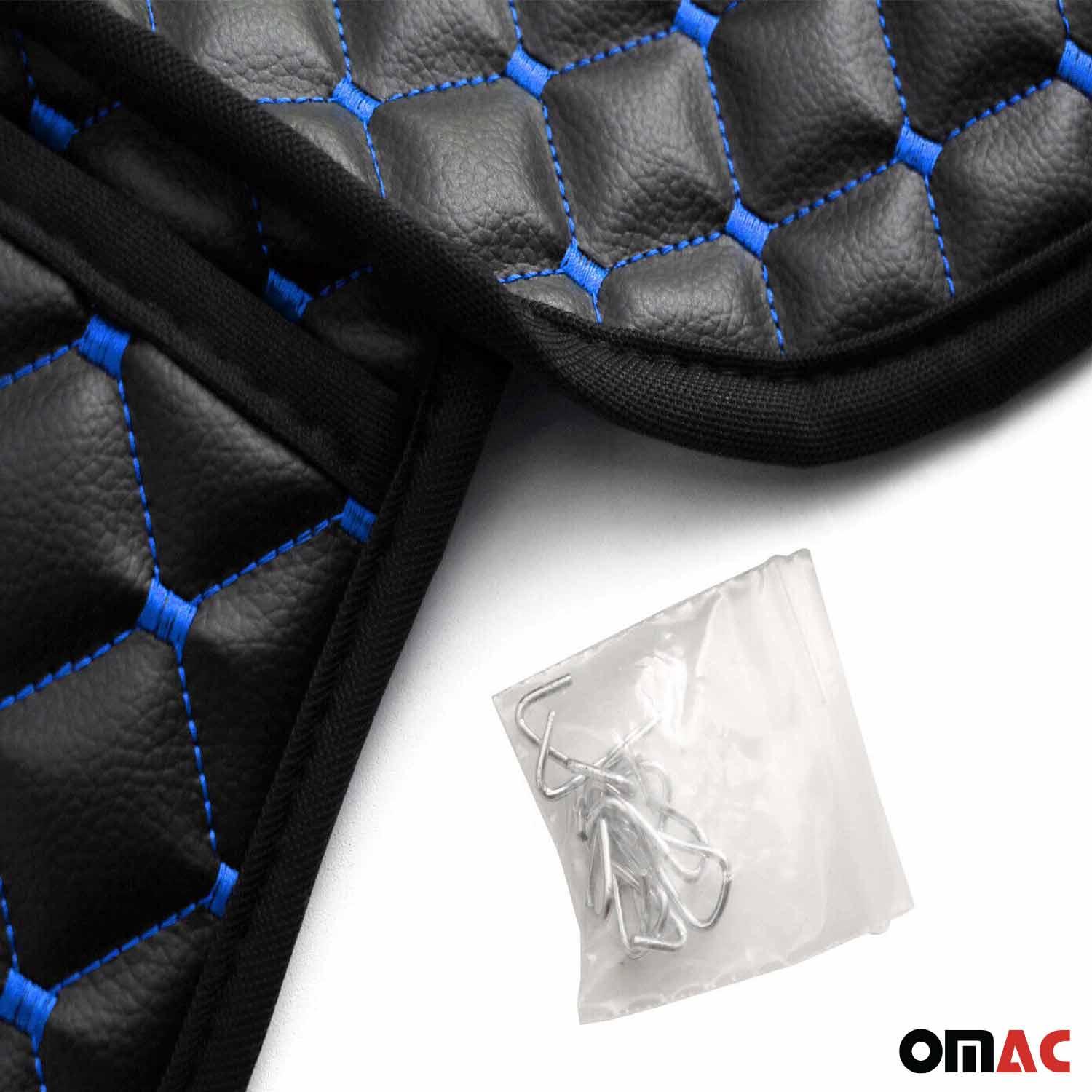 Infiniti Leather Breathable Front Seat Cover Pads Black Blue 1Pc - Image 8