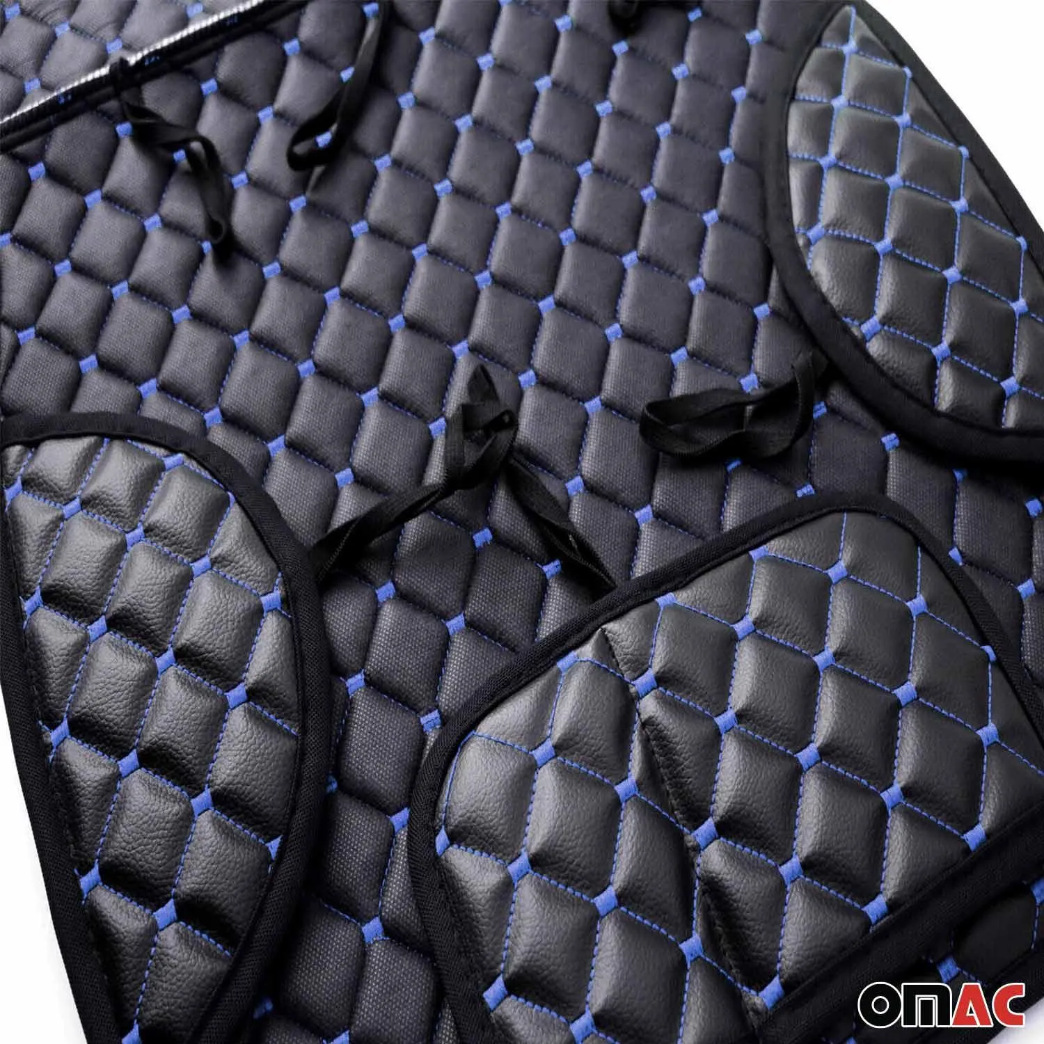 Jeep Leather Breathable Front Seat Cover Pads Black Blue 1Pc - Image 7