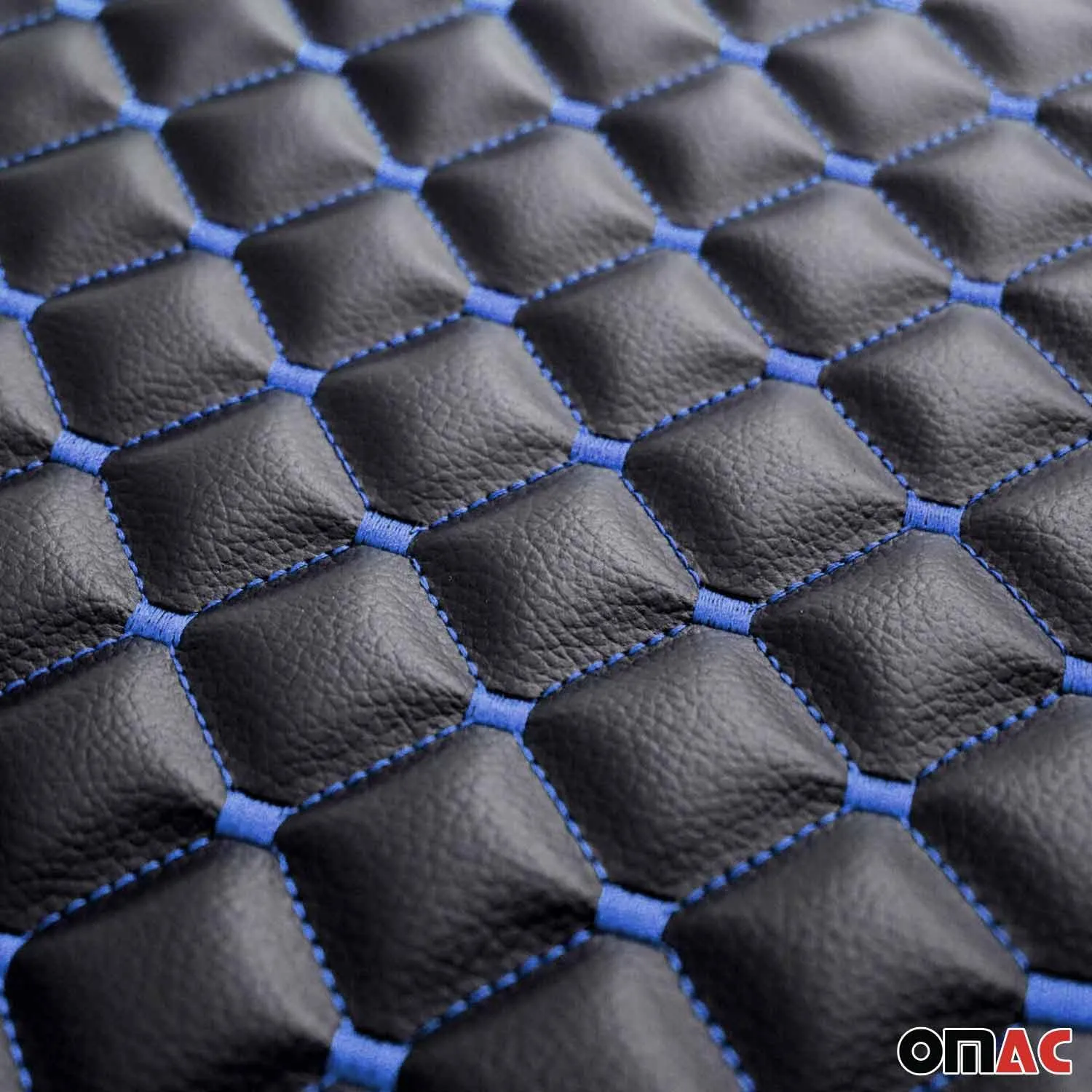 Lincoln Leather Breathable Front Seat Cover Pads Black Blue 1Pc - Image 5