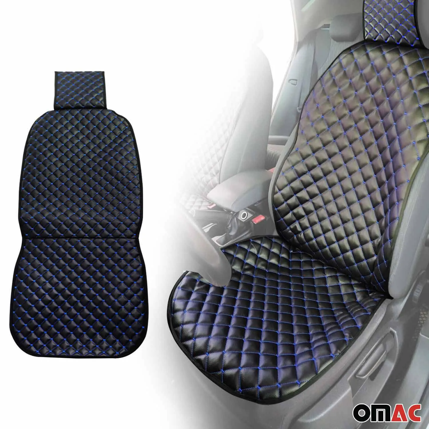 Nissan Altima Leather Breathable Front Seat Cover Pads Black Blue 1Pc - Image 2