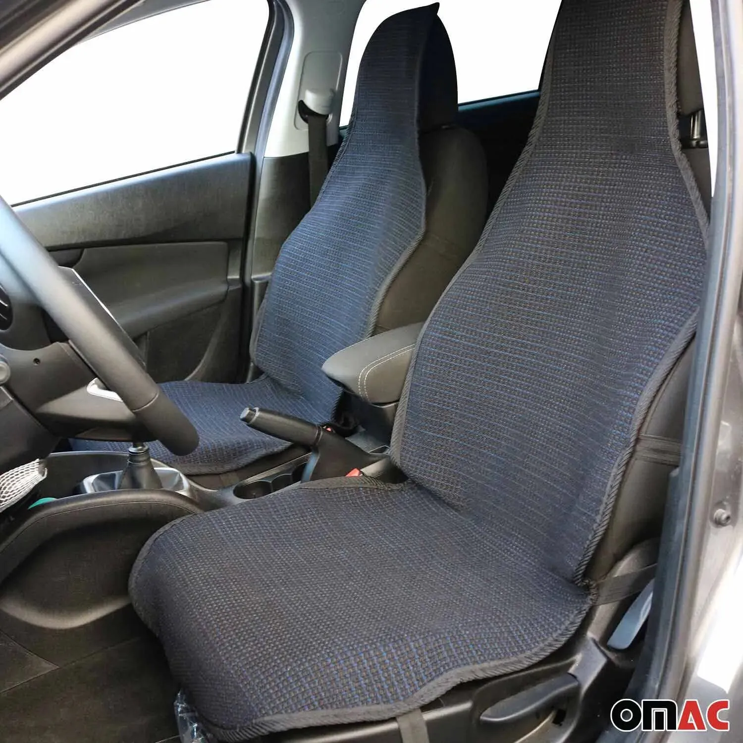 Pontiac Antiperspirant Front Seat Cover Pads Black Dark Blue 2 Pcs - Image 2