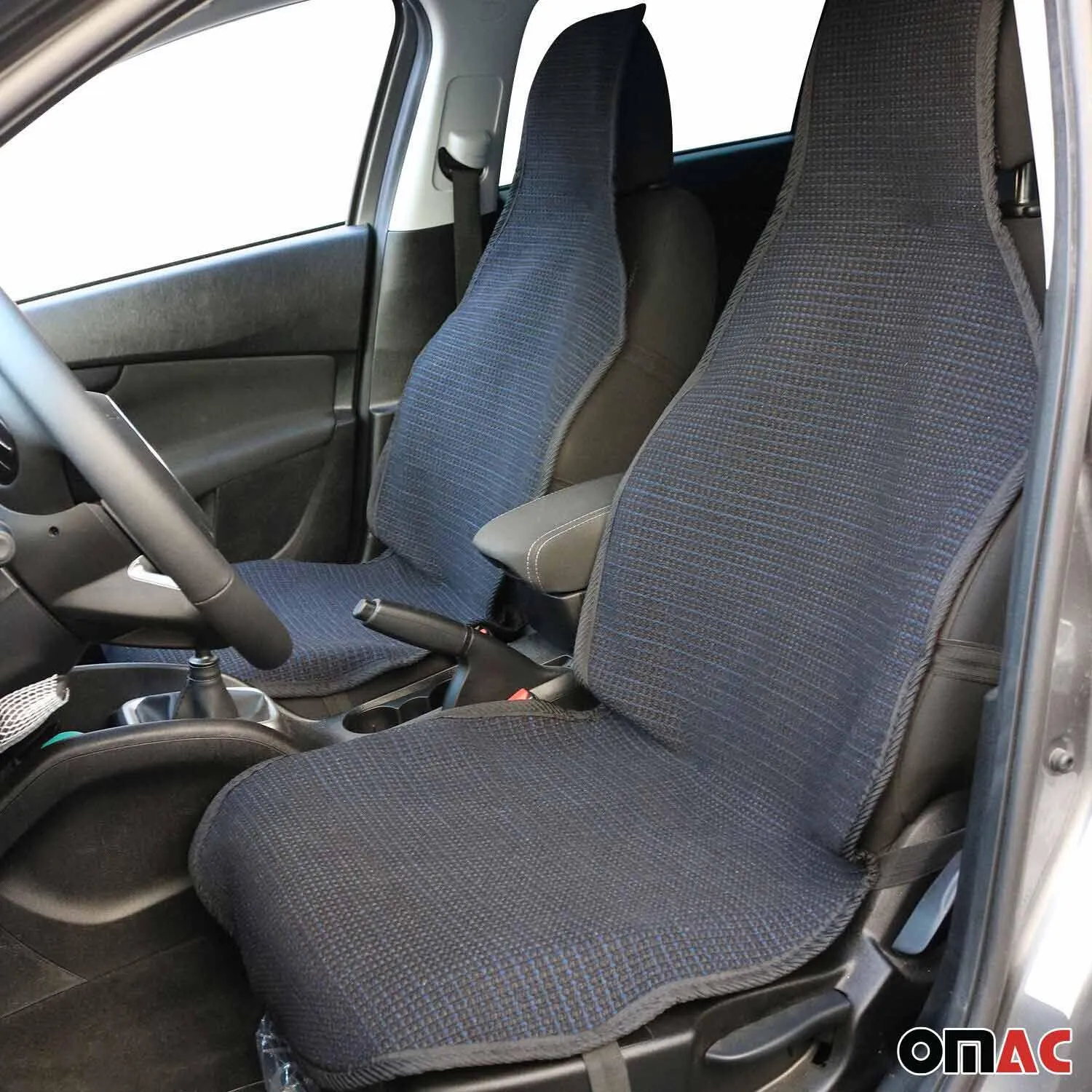 Porsche Antiperspirant Front Seat Cover Pads Black Dark Blue 2 Pcs - Image 2