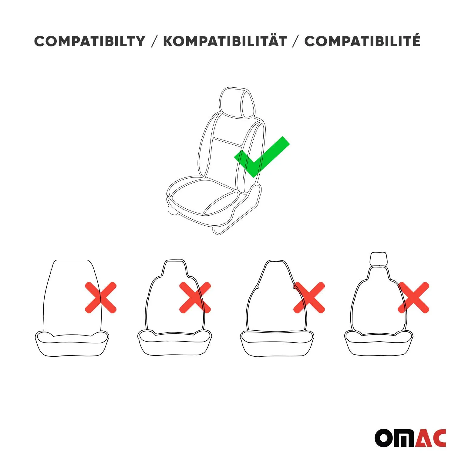 Hyundai Front Car Seat Covers Protector Black White Breathable Cotton - Image 4