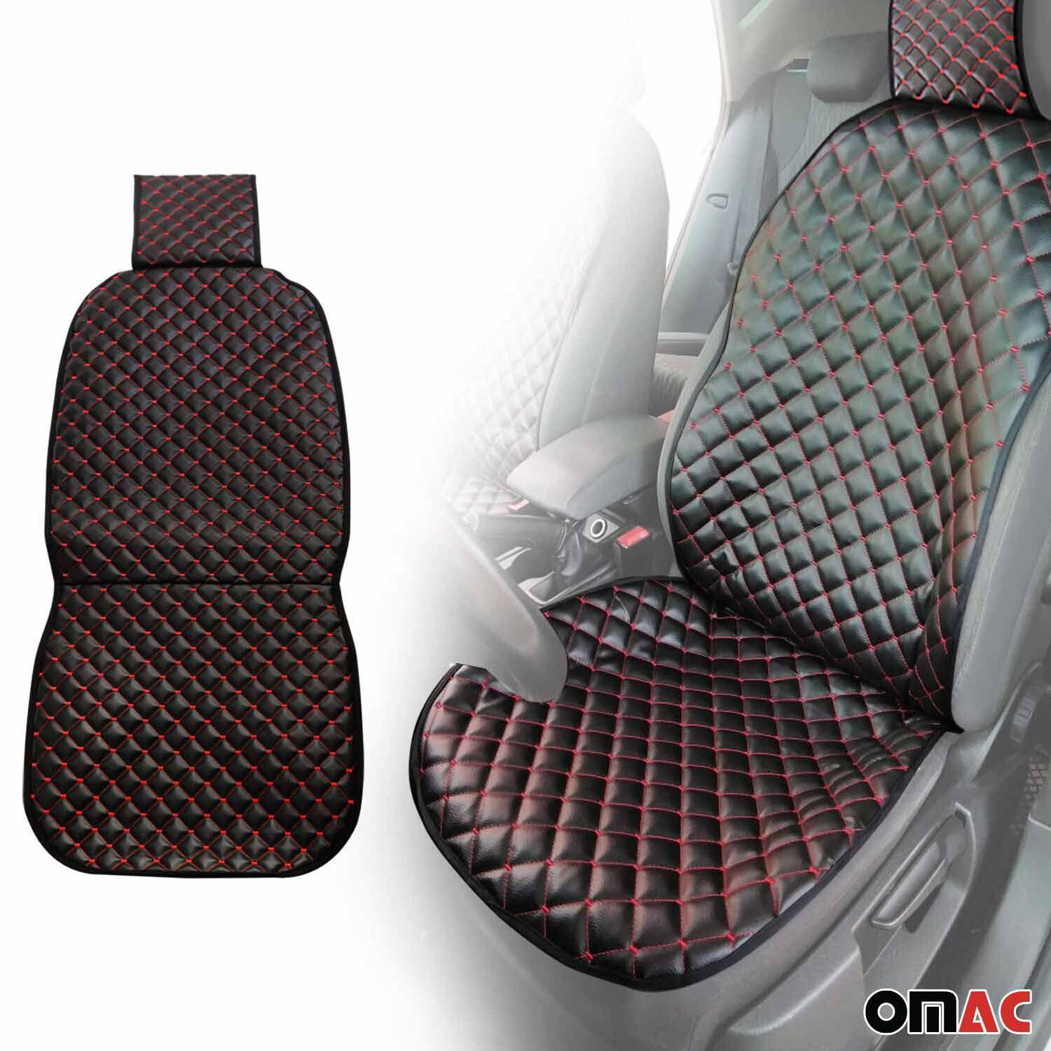 Alfa Romeo Leather Breathable Front Seat Cover Pads Black Red 1Pc - Image 2