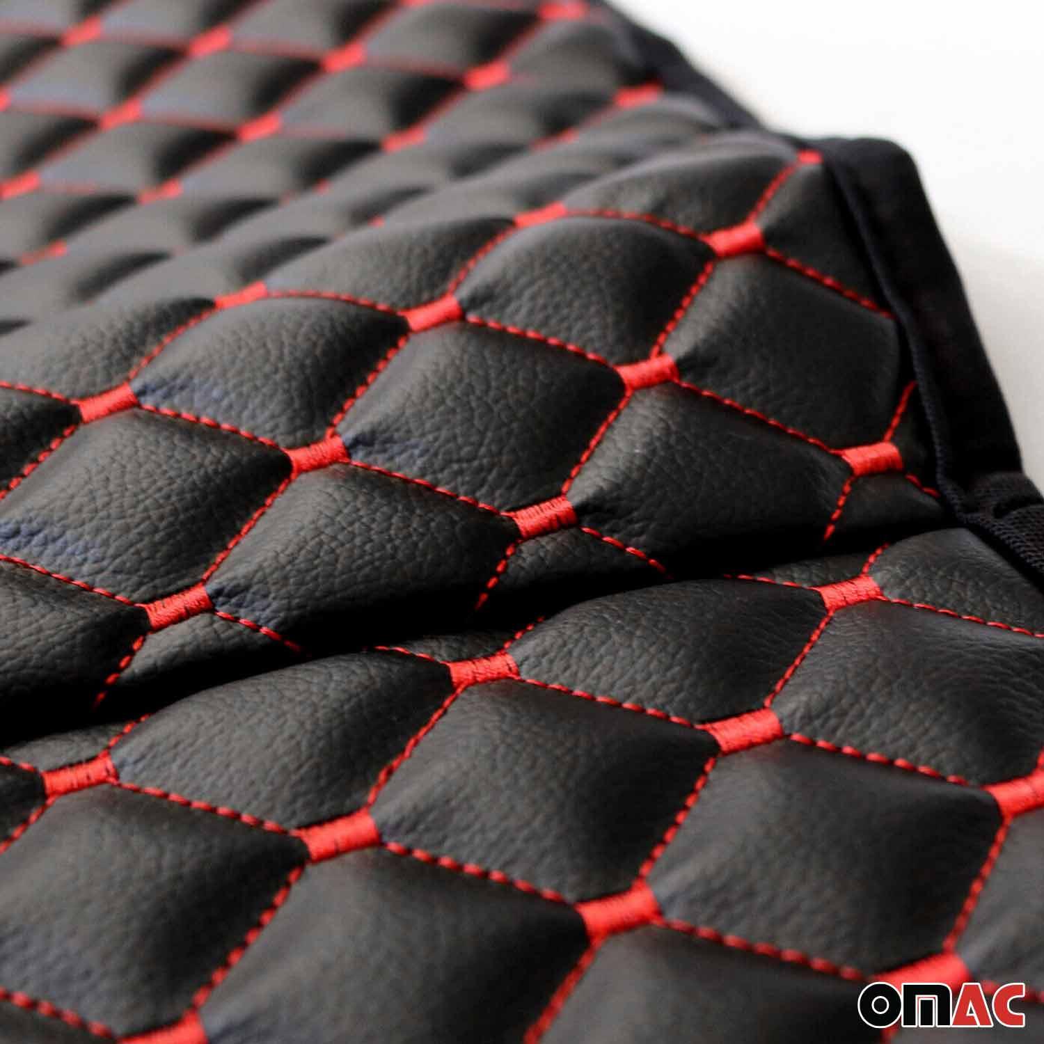 Alfa Romeo Leather Breathable Front Seat Cover Pads Black Red 1Pc - Image 4
