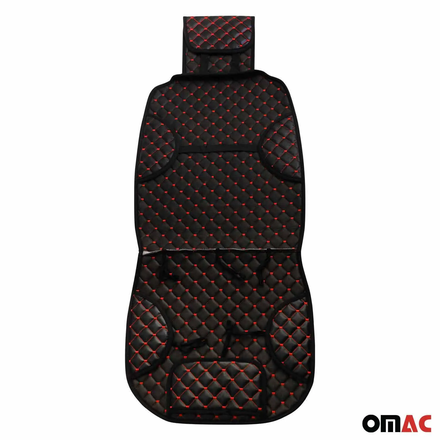 Chrysler Leather Breathable Front Seat Cover Pads Black Red 1Pc - Image 9
