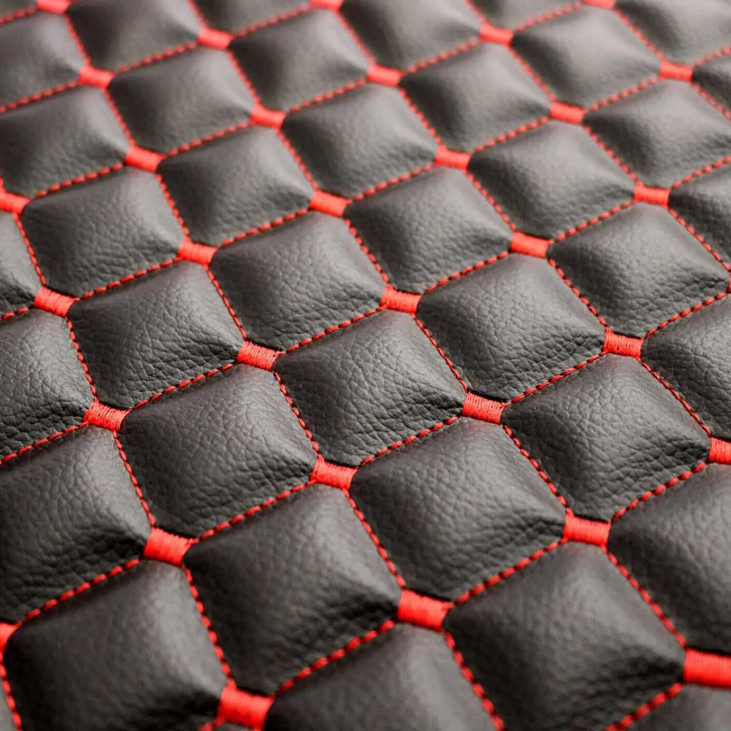 Jaguar Leather Breathable Front Seat Cover Pads Black Red 1Pc - Image 5