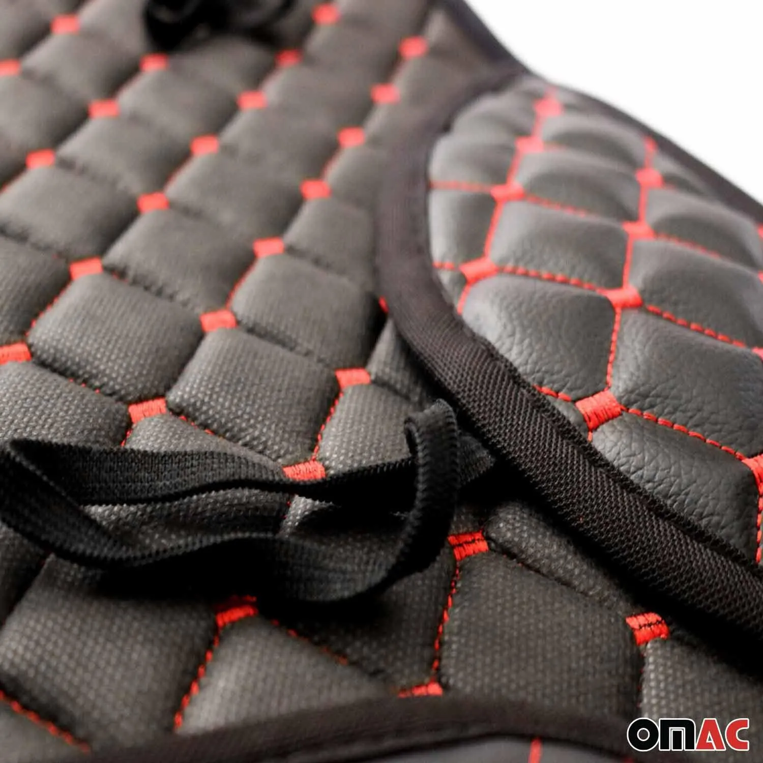 Lexus Leather Breathable Front Seat Cover Pads Black Red 1Pc - Image 6