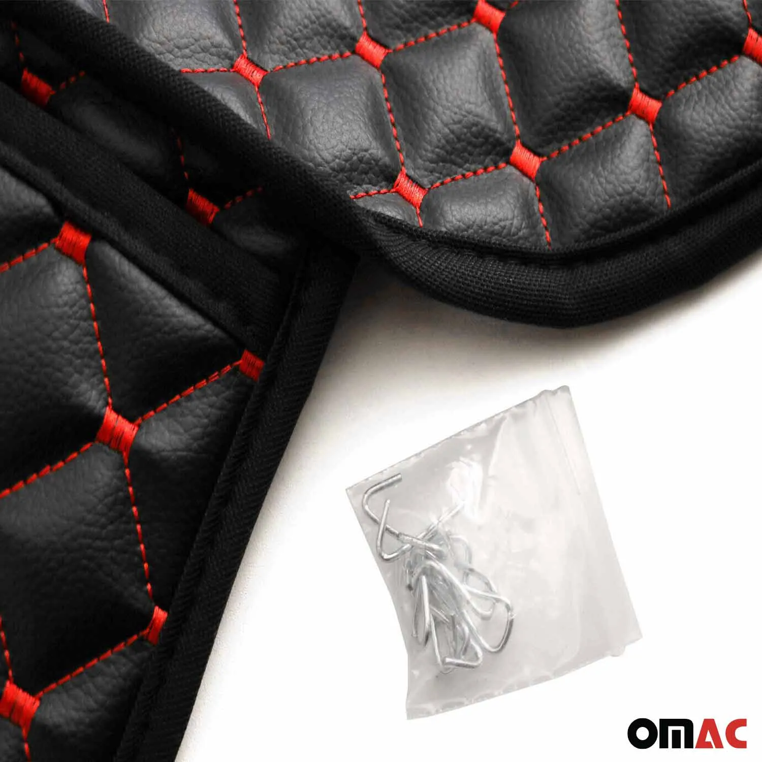 Mazda Leather Breathable Front Seat Cover Pads Black Red 1Pc - Image 8