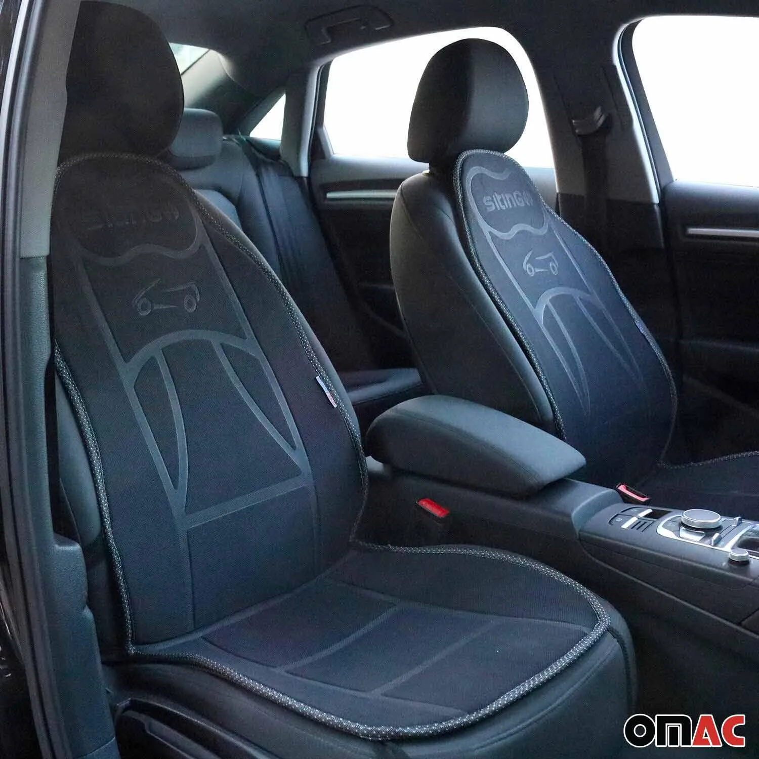 Pontiac Car Seat Protector Cushion Cover Mat Pad Black Black 2 Pcs - Image 2