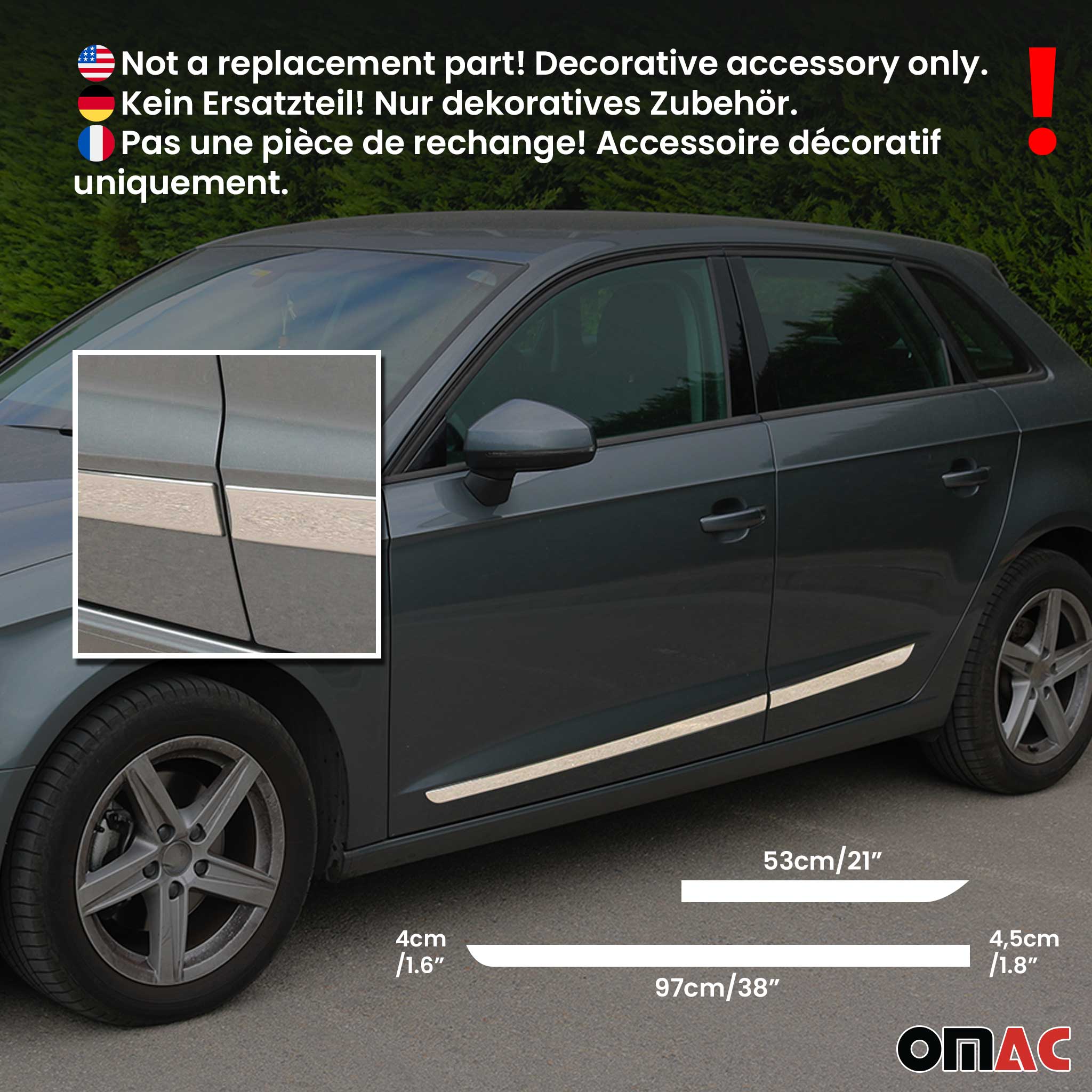 2012-2015 Chevrolet Captiva Sport Side Door Molding Trim Skirt Garnish Stainless Steel Gloss 4Pcs - Image 3