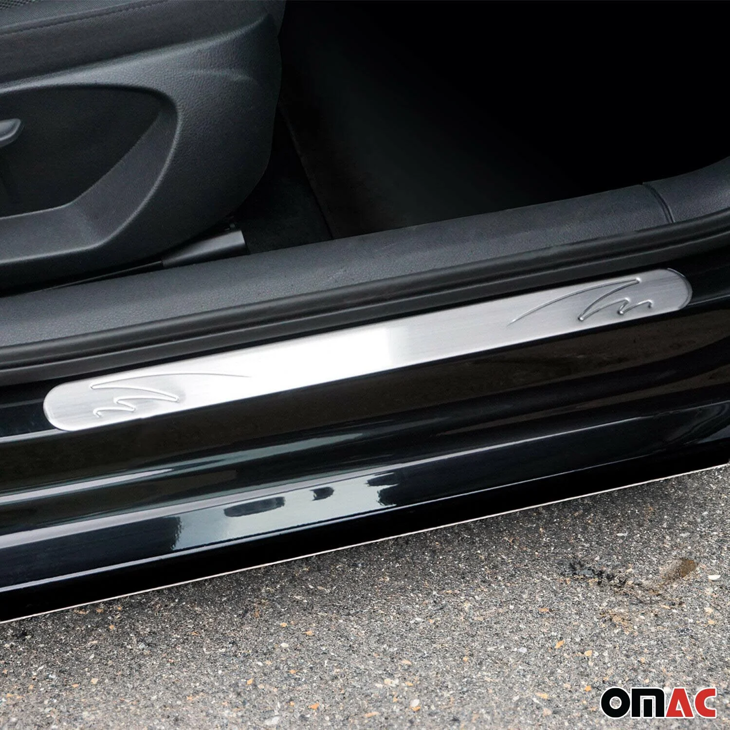 Audi Door Sill Scuff Plate Scratch Protector Stainless Steel Silver Wave 4 Pcs - Image 2