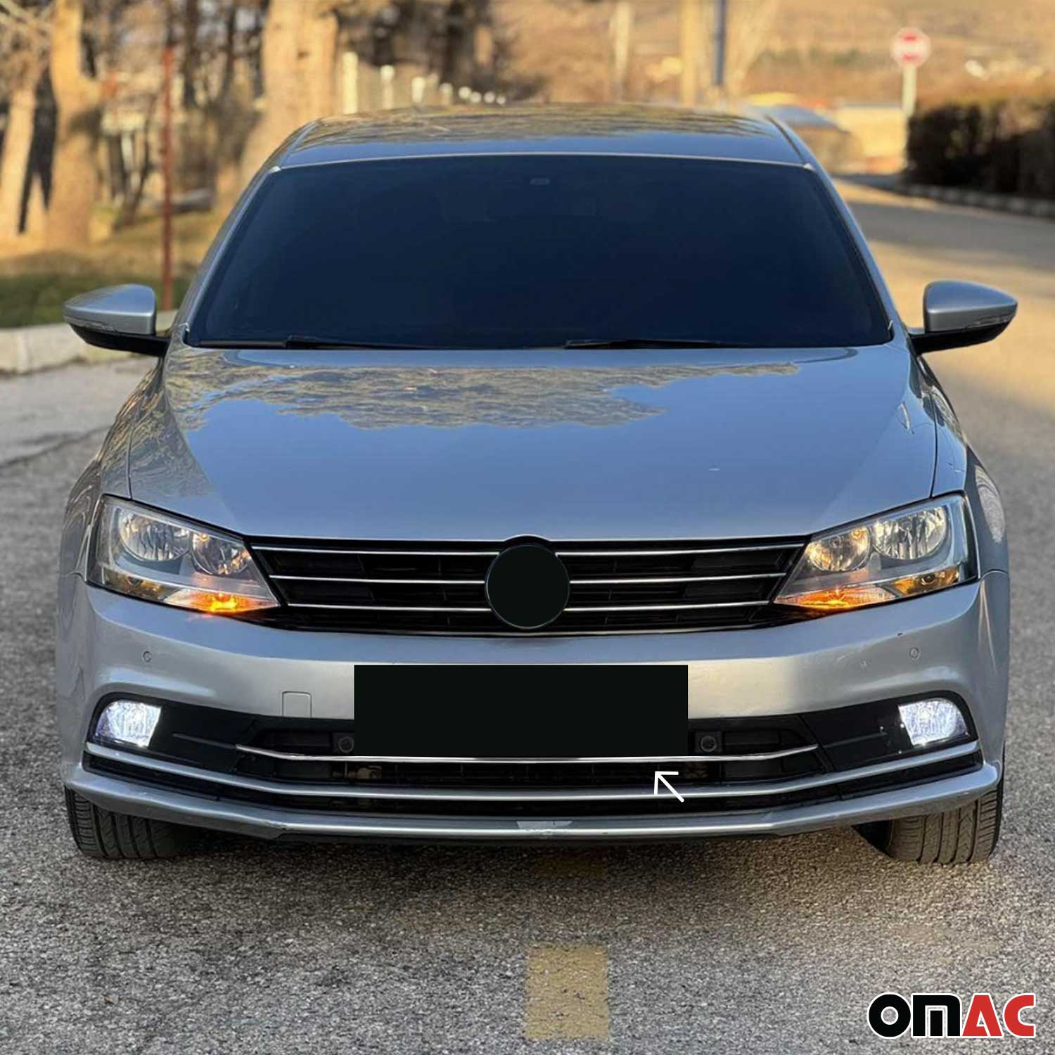 2015-2018 VW Jetta A6 Front Bumper Trim Molding Stainless Steel Silver - Image 2