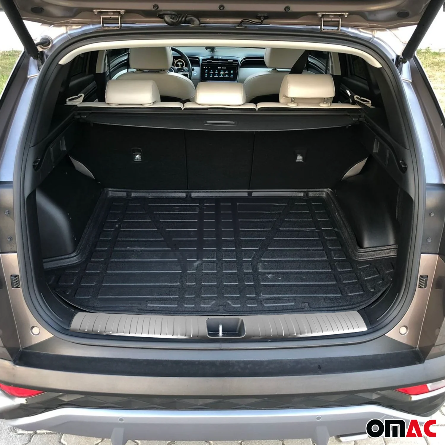 2016-2021 Hyundai Tucson Trunk Sill Cover Bumper Protector Stainless Steel Brushed - Image 2