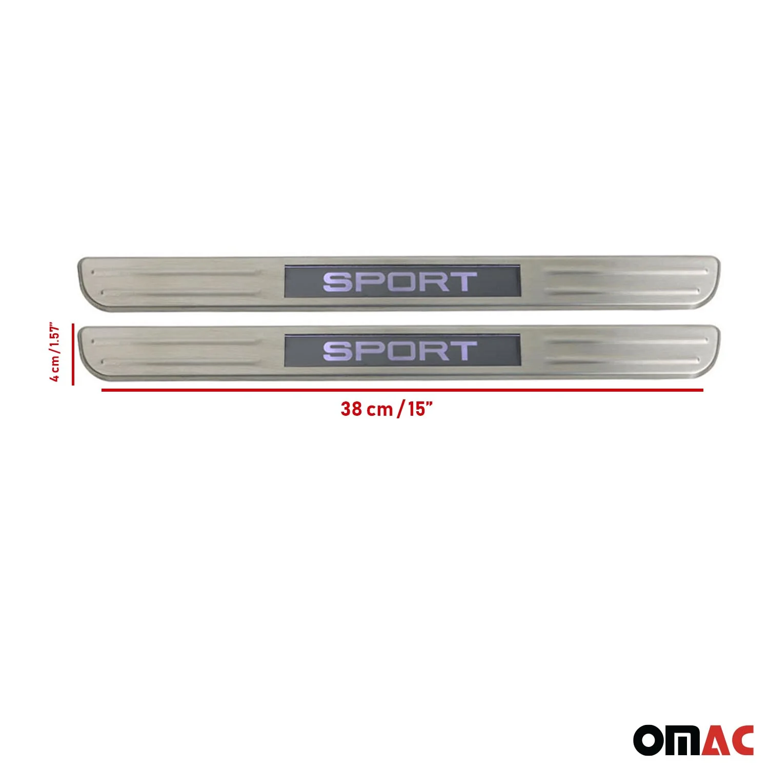 Brushed Chrome Light LED SPORT Door Sill Cover Scuff Plate S.Steel 2 Pcs - Image 3