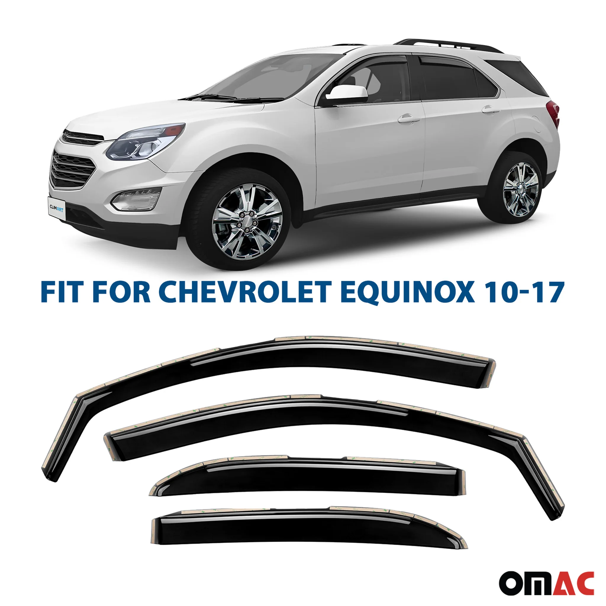 Clim Art Wind Deflectors for Chevrolet Equinox 2010-2017 Shatterproof 4 Pcs - Image 2