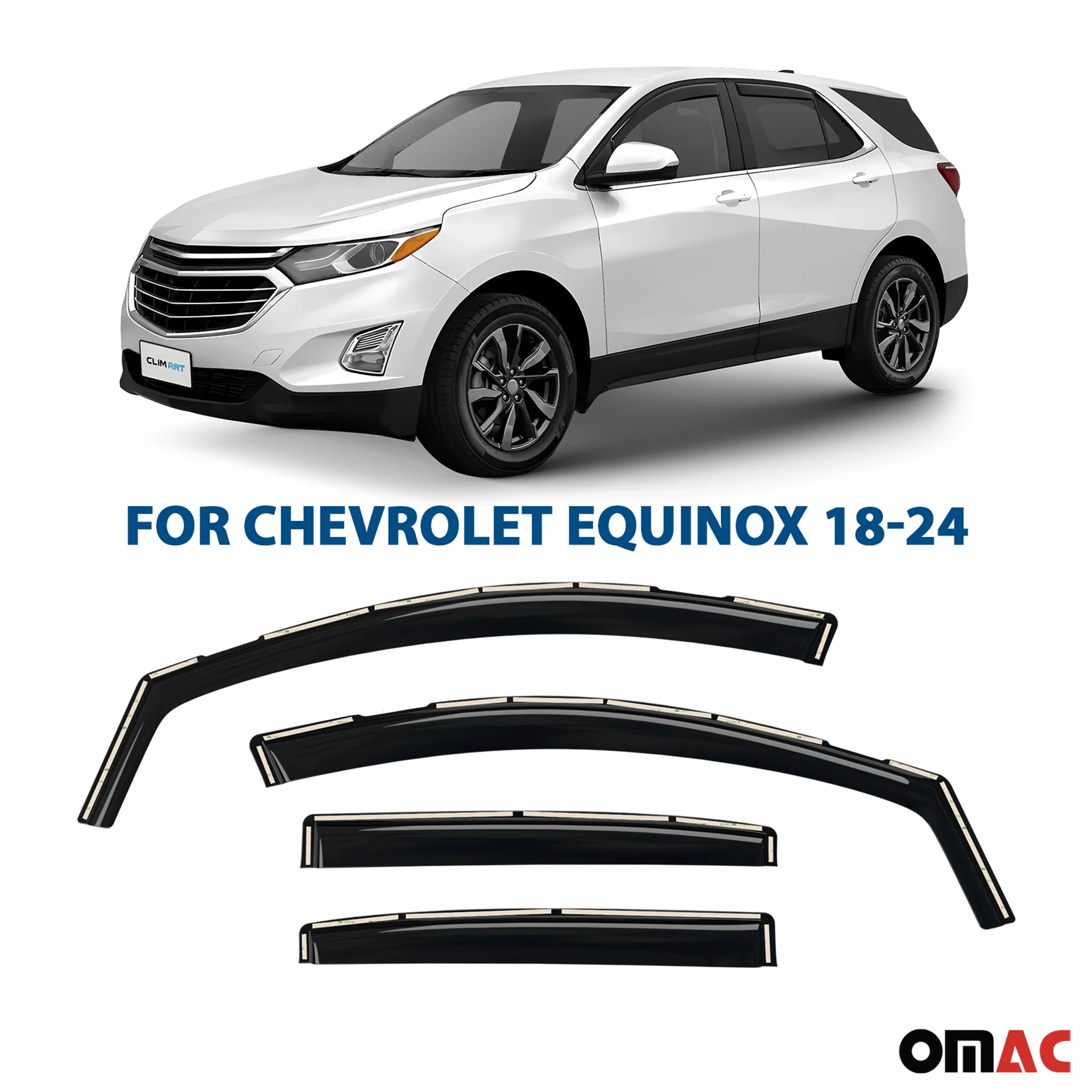 Clim Art Wind Deflectors for Chevrolet Equinox 2018-2024 Shatterproof 4 Pcs - Image 2