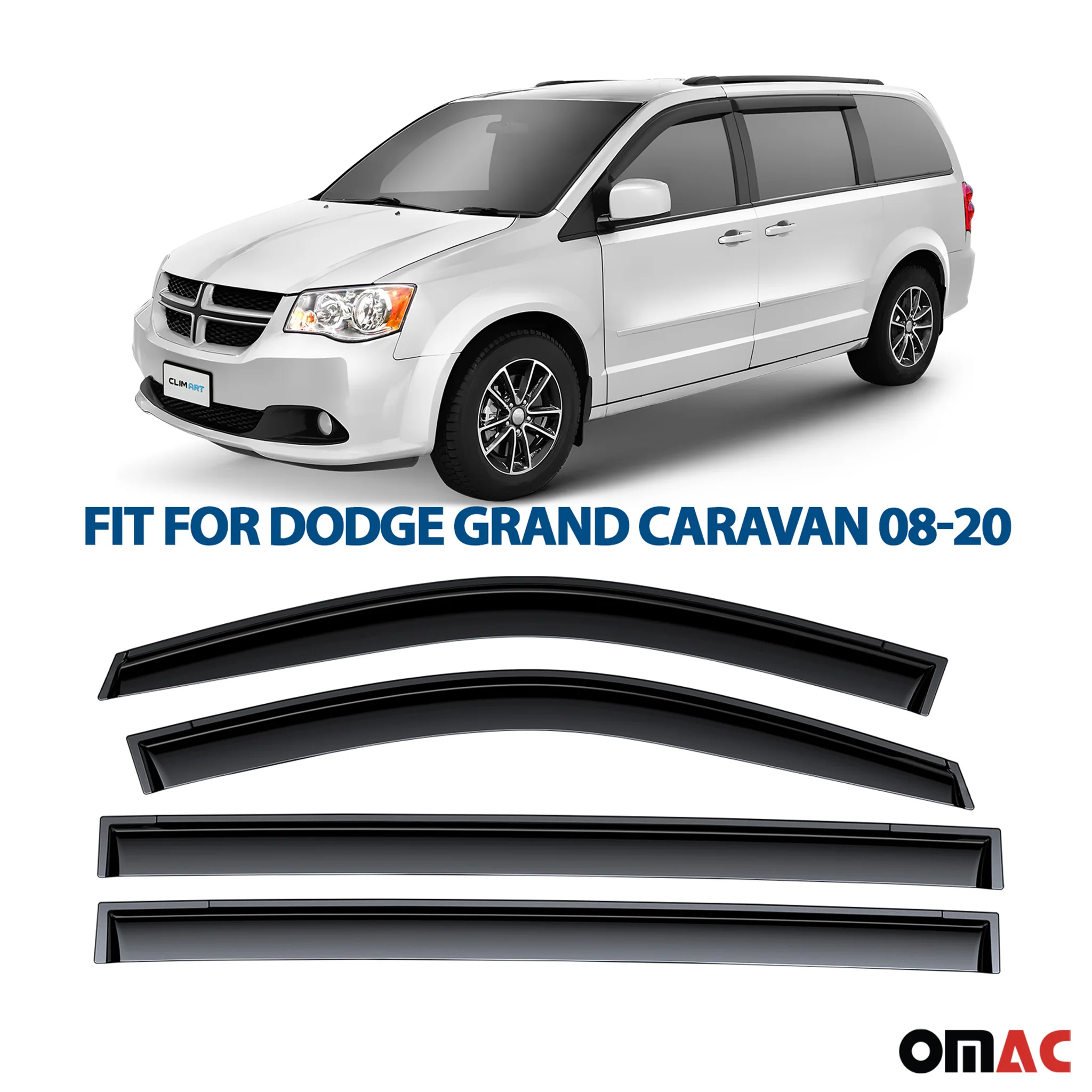 Clim Art Wind Deflectors for Chrysler Town and Country 2008-2016 Shatterproof 4x - Image 2