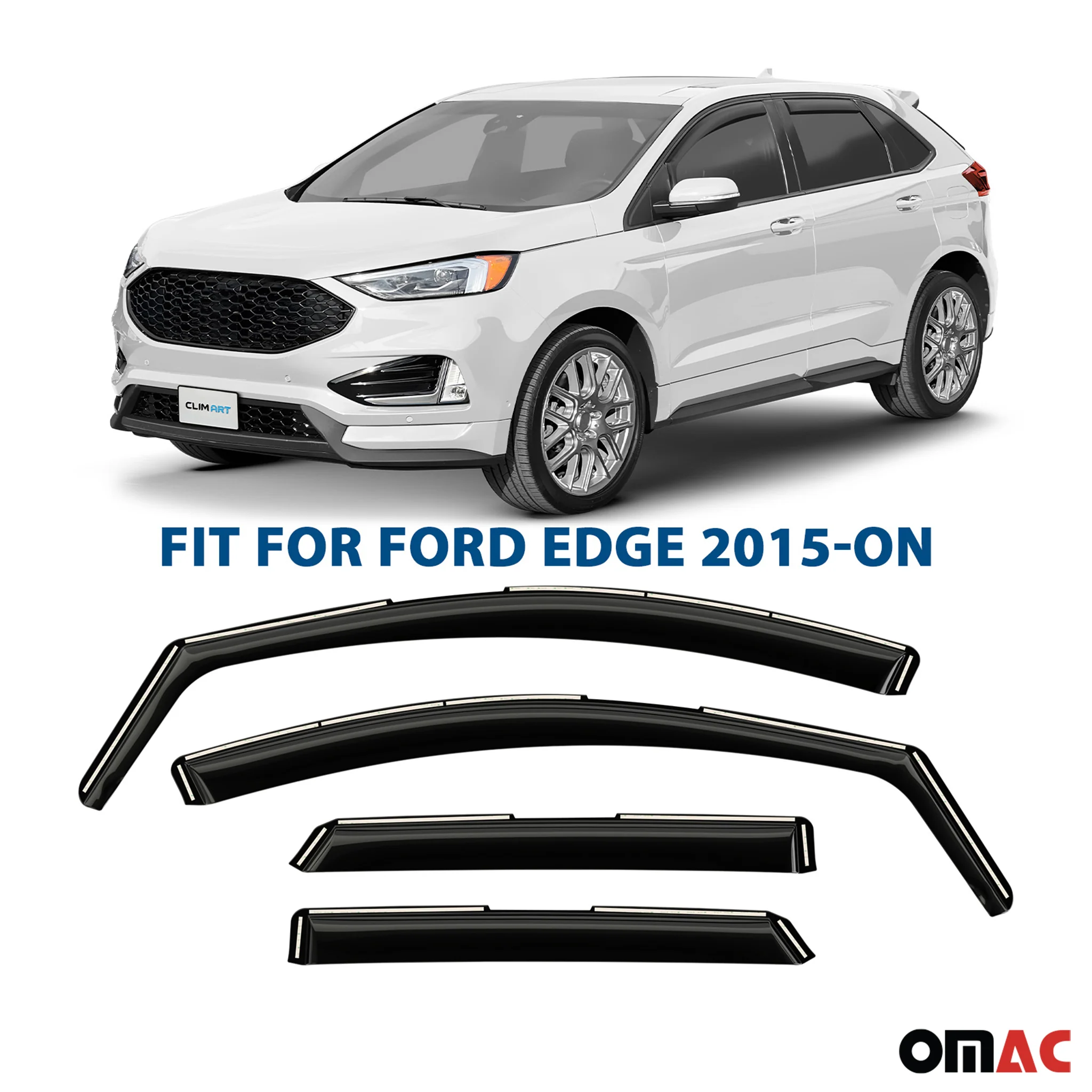 Clim Art Wind Deflectors for Ford Edge 2015-2025 Shatterproof Dark Smoke 4 Pcs - Image 2