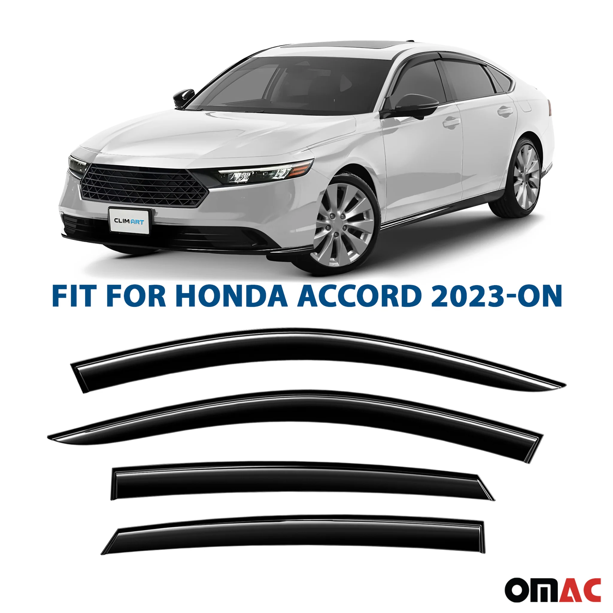 Clim Art Wind Deflectors for Honda Accord 2023-2025 Shatterproof Tape-On Dark 4x - Image 2