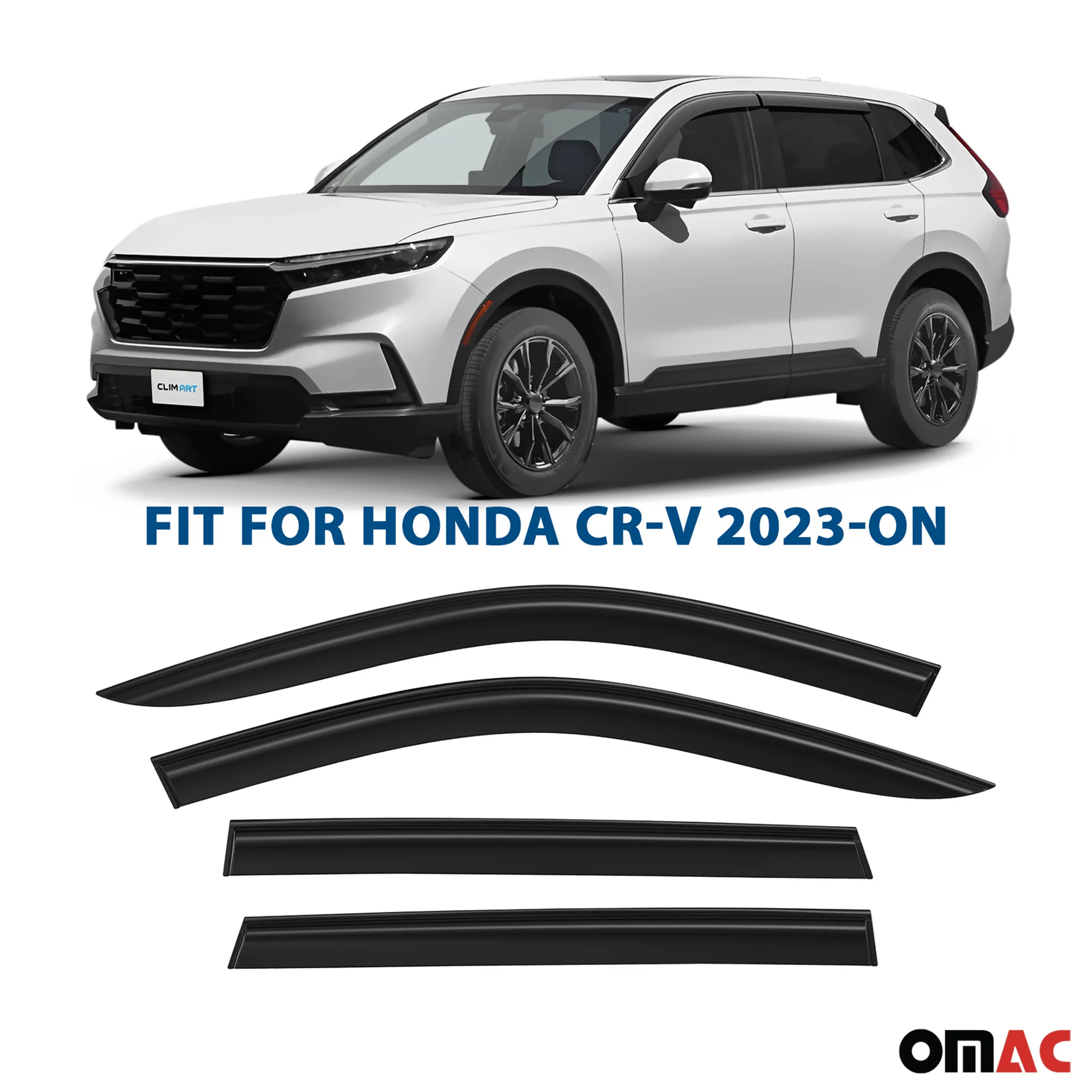 Clim Art Wind Deflectors for Honda CR-V (CRV) 2023-2025 Shatterproof Smoke 4 Pcs - Image 2