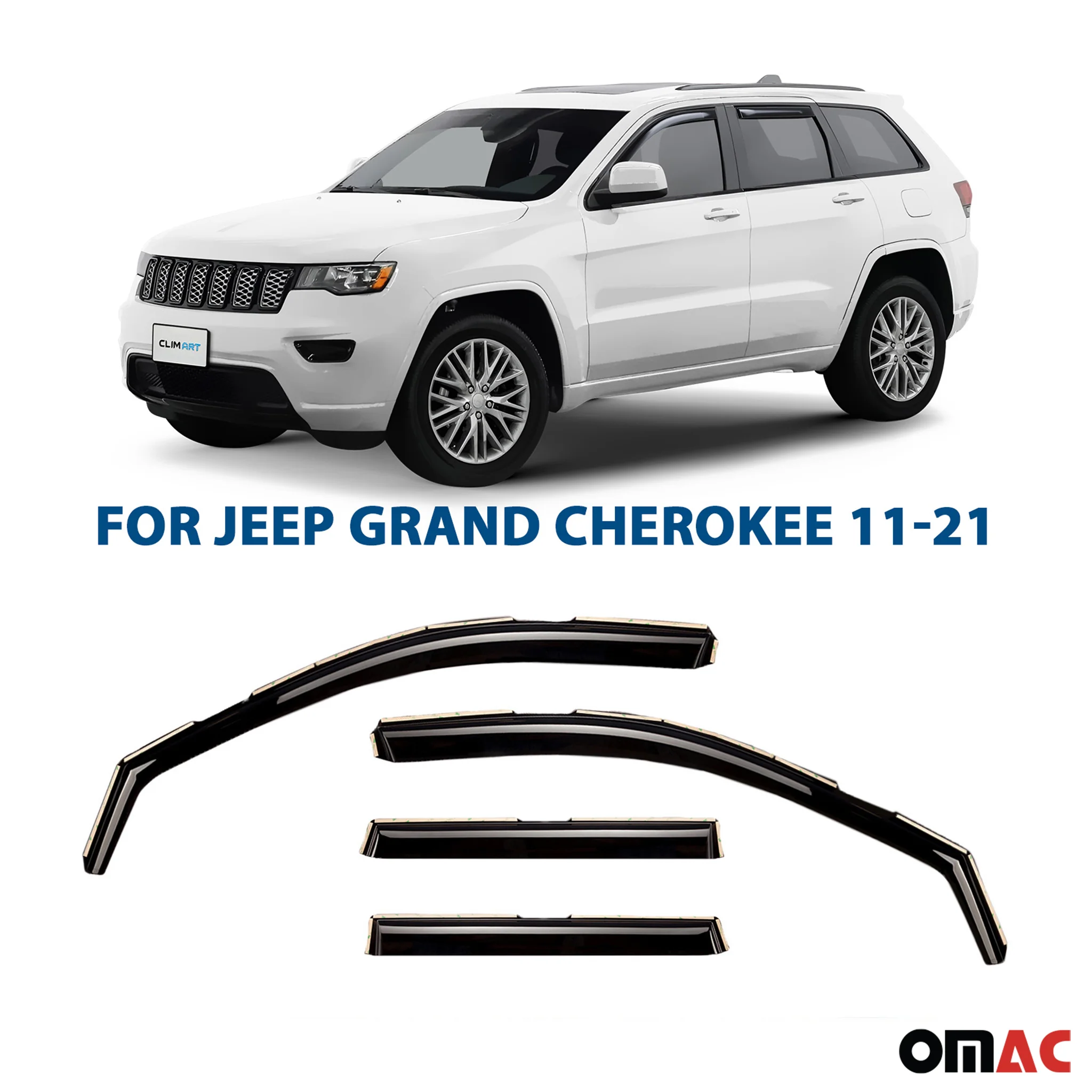 Clim Art Wind Deflectors for Jeep Grand Cherokee 2011-2021 Shatterproof 4 Pcs - Image 2
