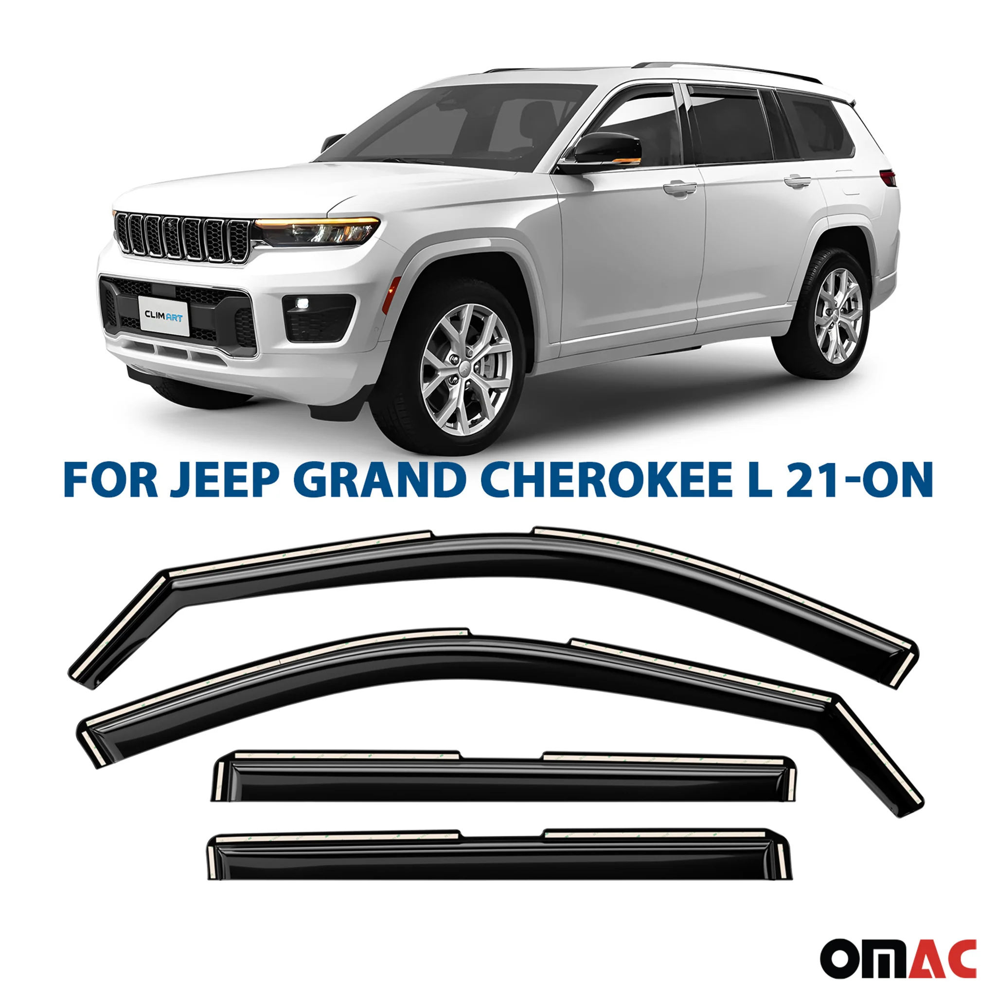 Clim Art Wind Deflectors for Jeep Grand Cherokee L 2021-2025 Shatterproof 4 Pcs - Image 2