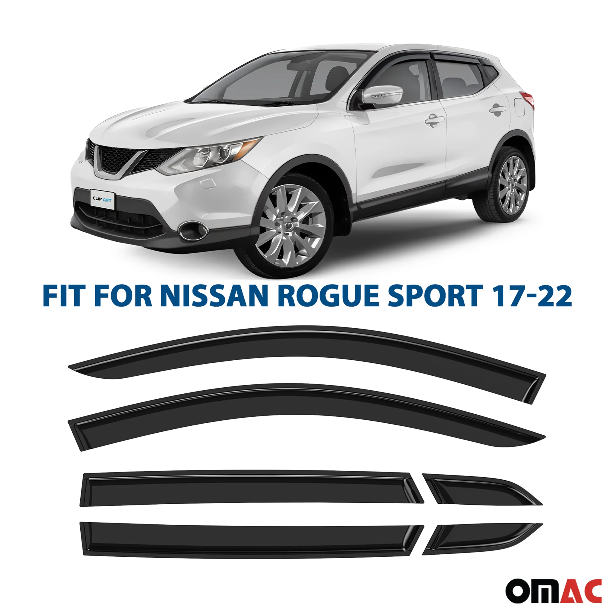 Clim Art Wind Deflectors for Nissan Rogue Sport 2017-2022 Shatterproof Smoke 6x - Image 2