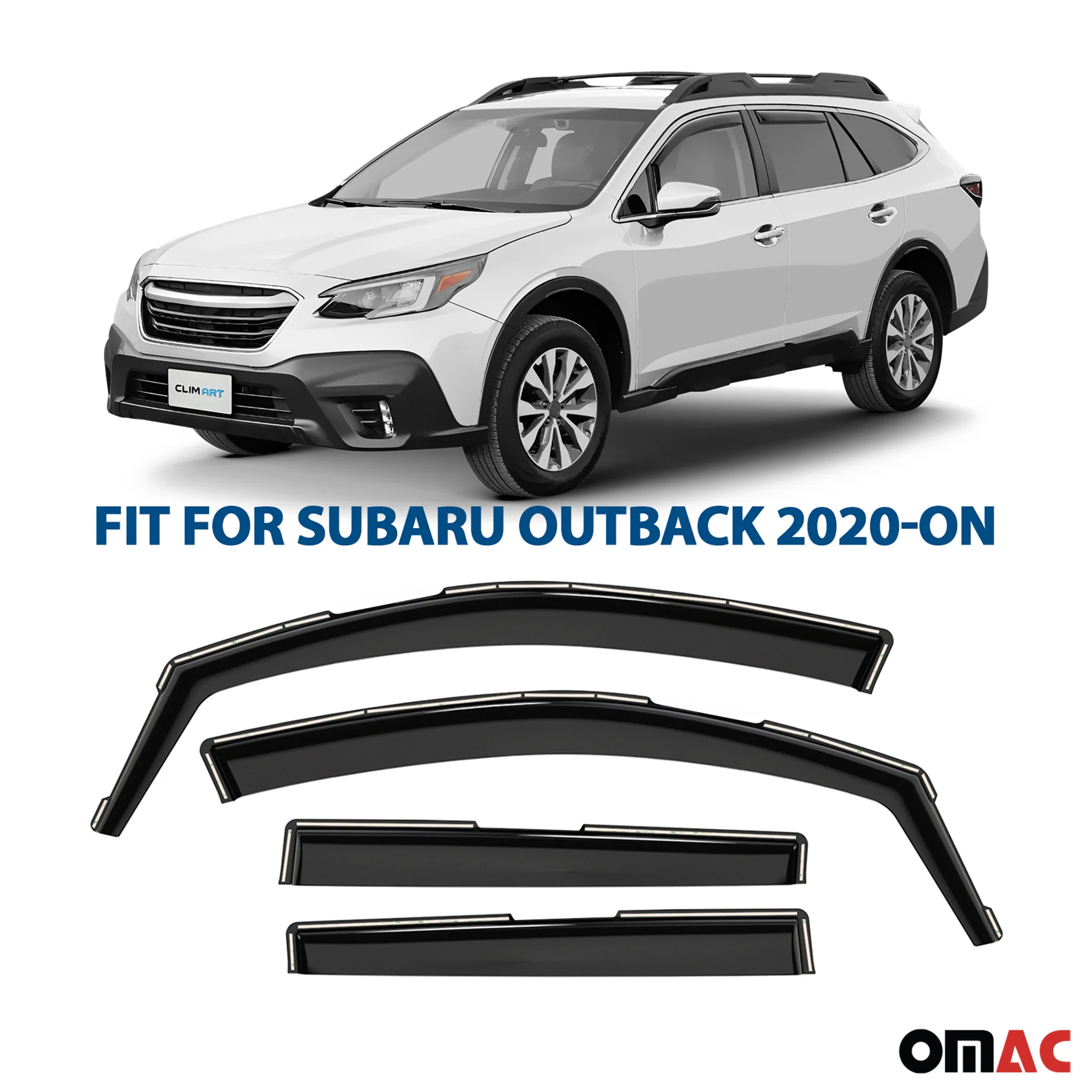 Clim Art Wind Deflectors for Subaru Outback 2020-2025 Shatterproof Dark Smoke 4x - Image 2