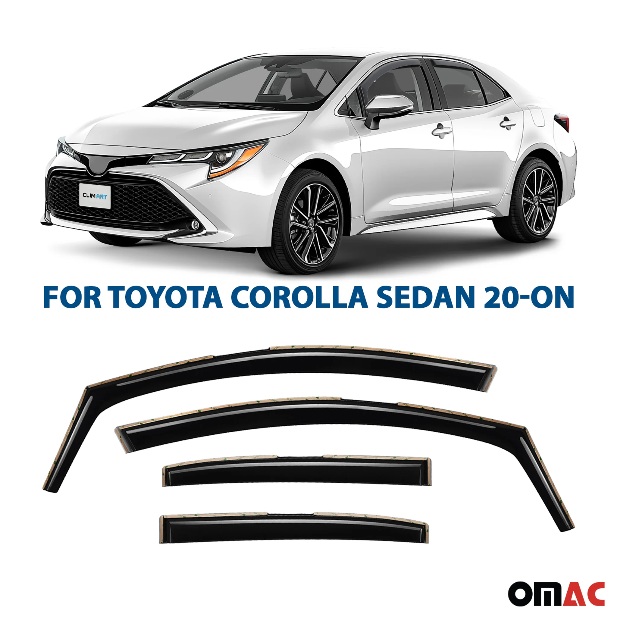 Clim Art Wind Deflectors for Toyota Corolla 2019-2025 Sedan Shatterproof 4 Pcs - Image 2