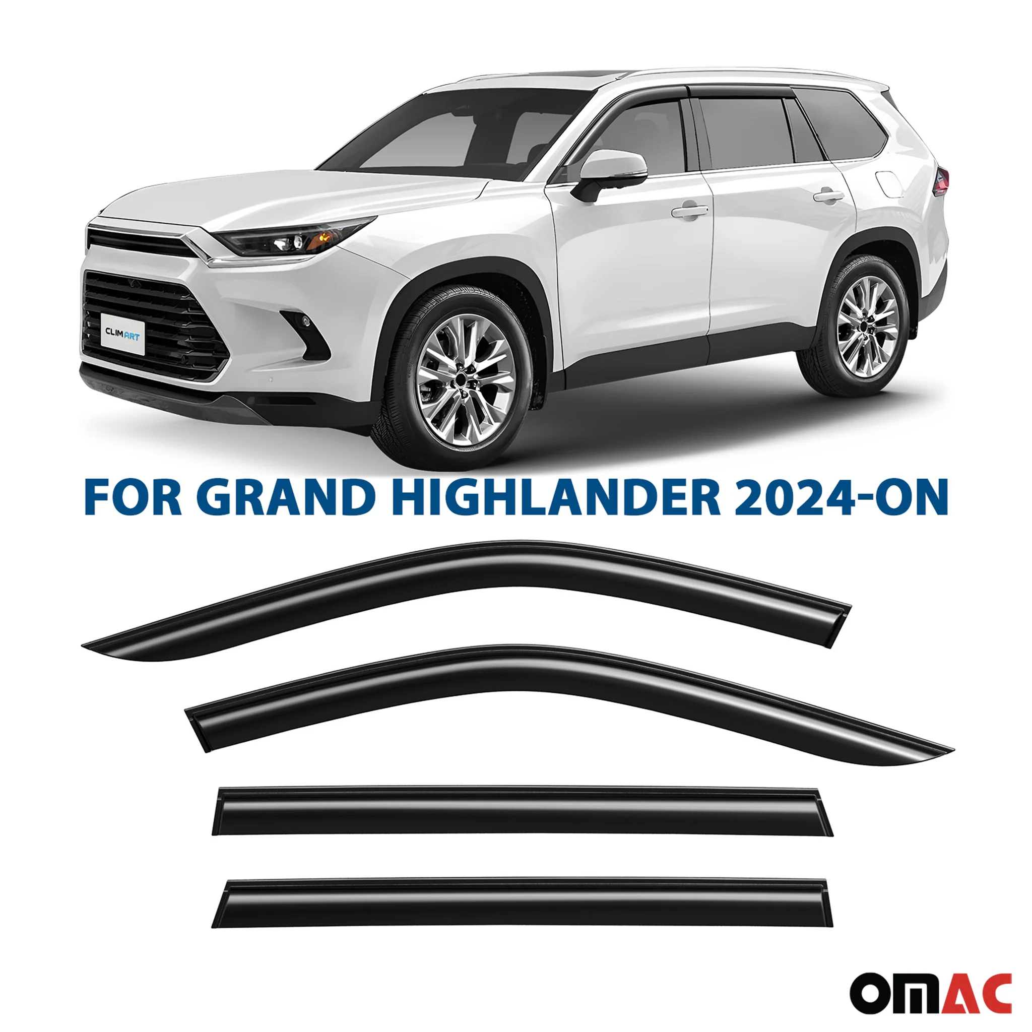 Clim Art Wind Deflectors for Toyota Grand Highlander 2024-2025 Smoke 4 Pcs - Image 2