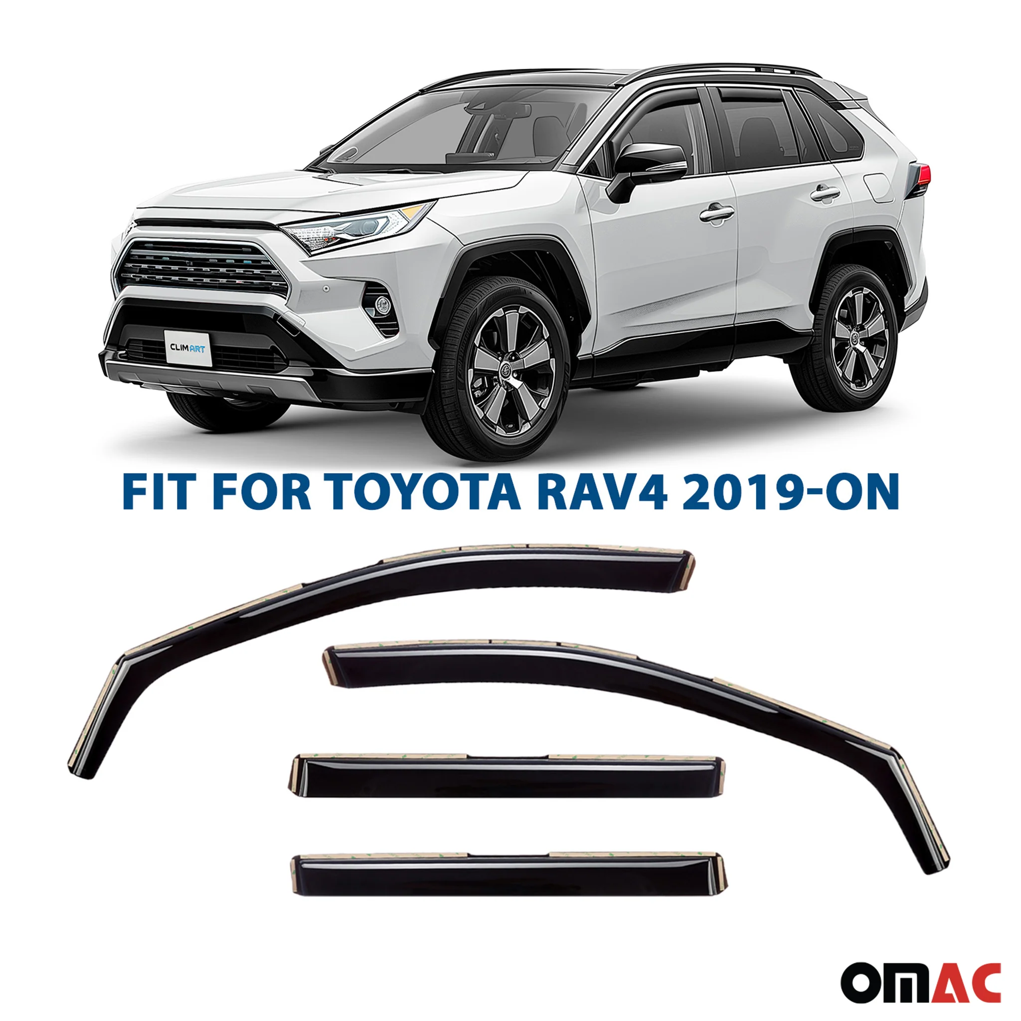 Clim Art Wind Deflectors for Toyota RAV4 2019-2025 Shatterproof Dark Smoke 4 Pcs - Image 2