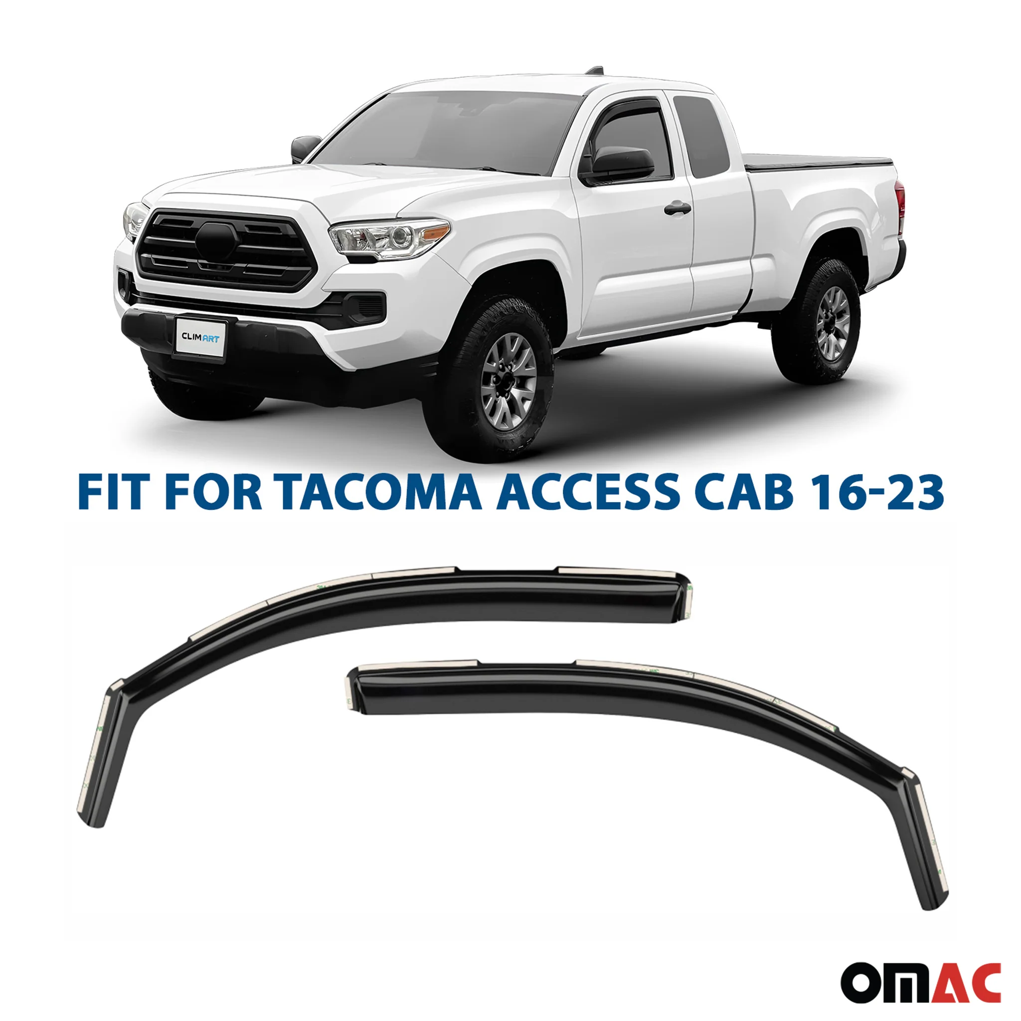 Clim Art Wind Deflectors for Toyota Tacoma 2016-2023 Access Cab Shatterproof 2x - Image 2