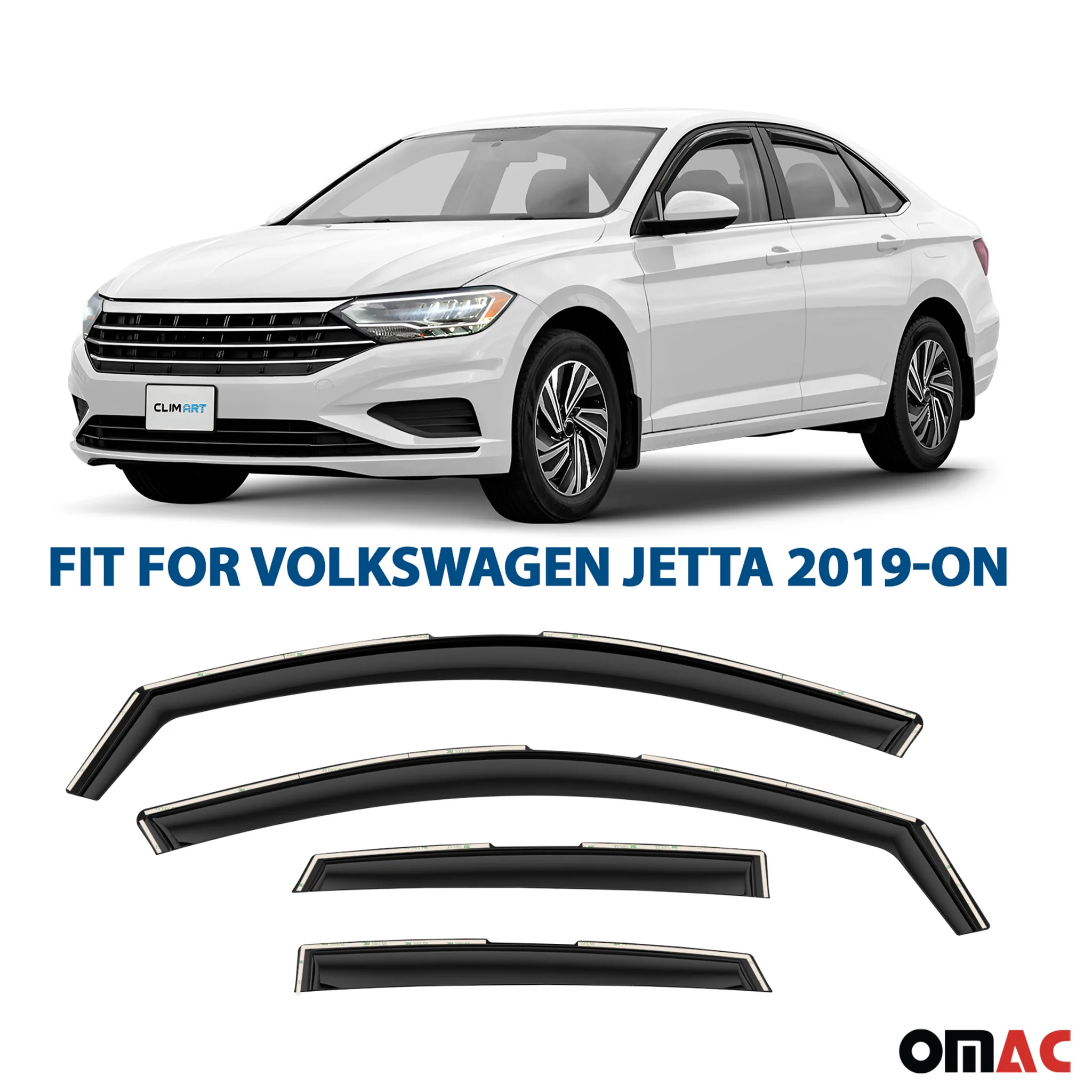 Clim Art Wind Deflectors for VW Jetta 2019-2025 Shatterproof Dark Smoke 4 Pcs - Image 2