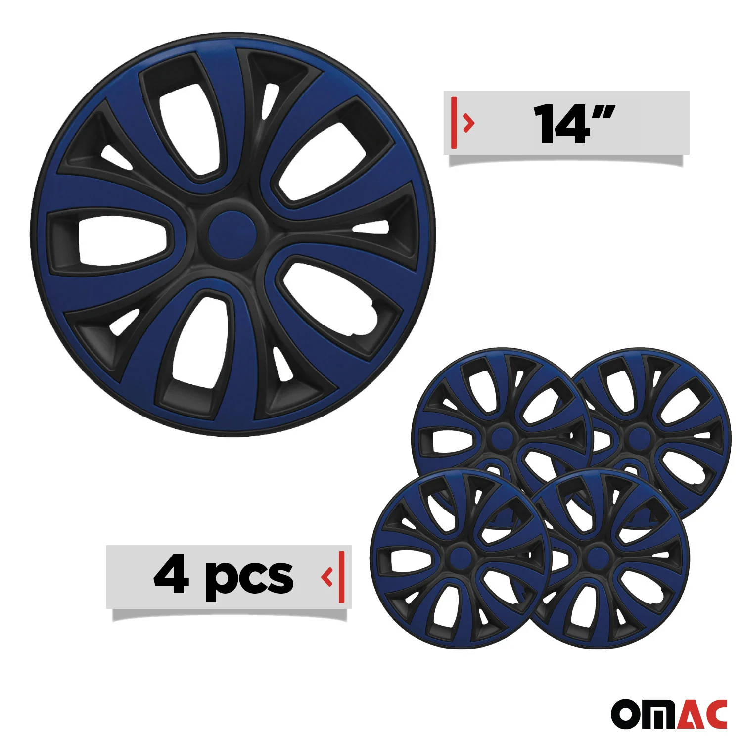 ColorFlex Hub Caps Wheel Cover 14" Black Matt & Dark Blue Full Set 4 pcs. - Image 3